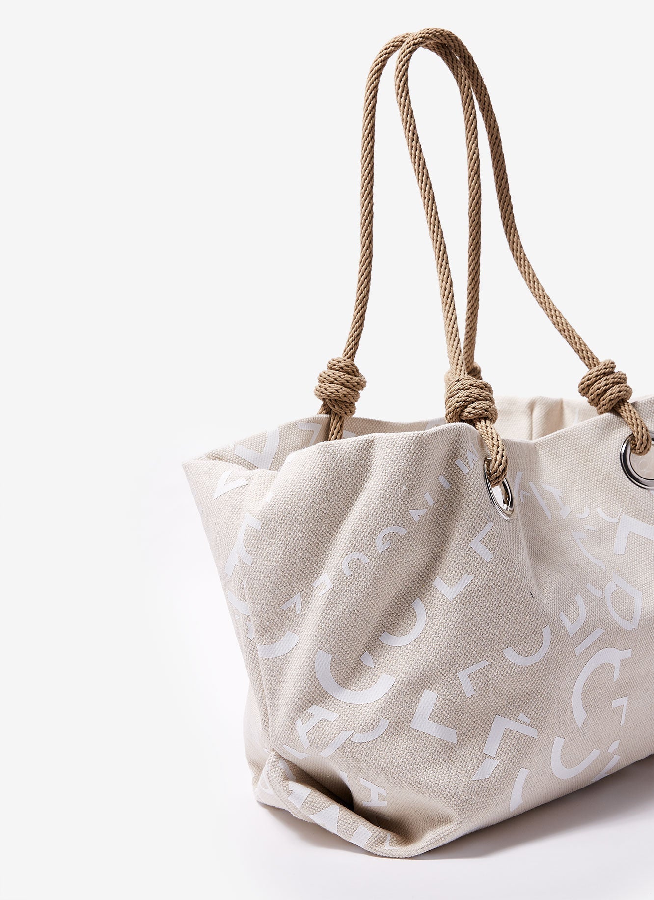 Women Bags | Natural Logoed Canvas Shopper by Spanish designer Adolfo Dominguez