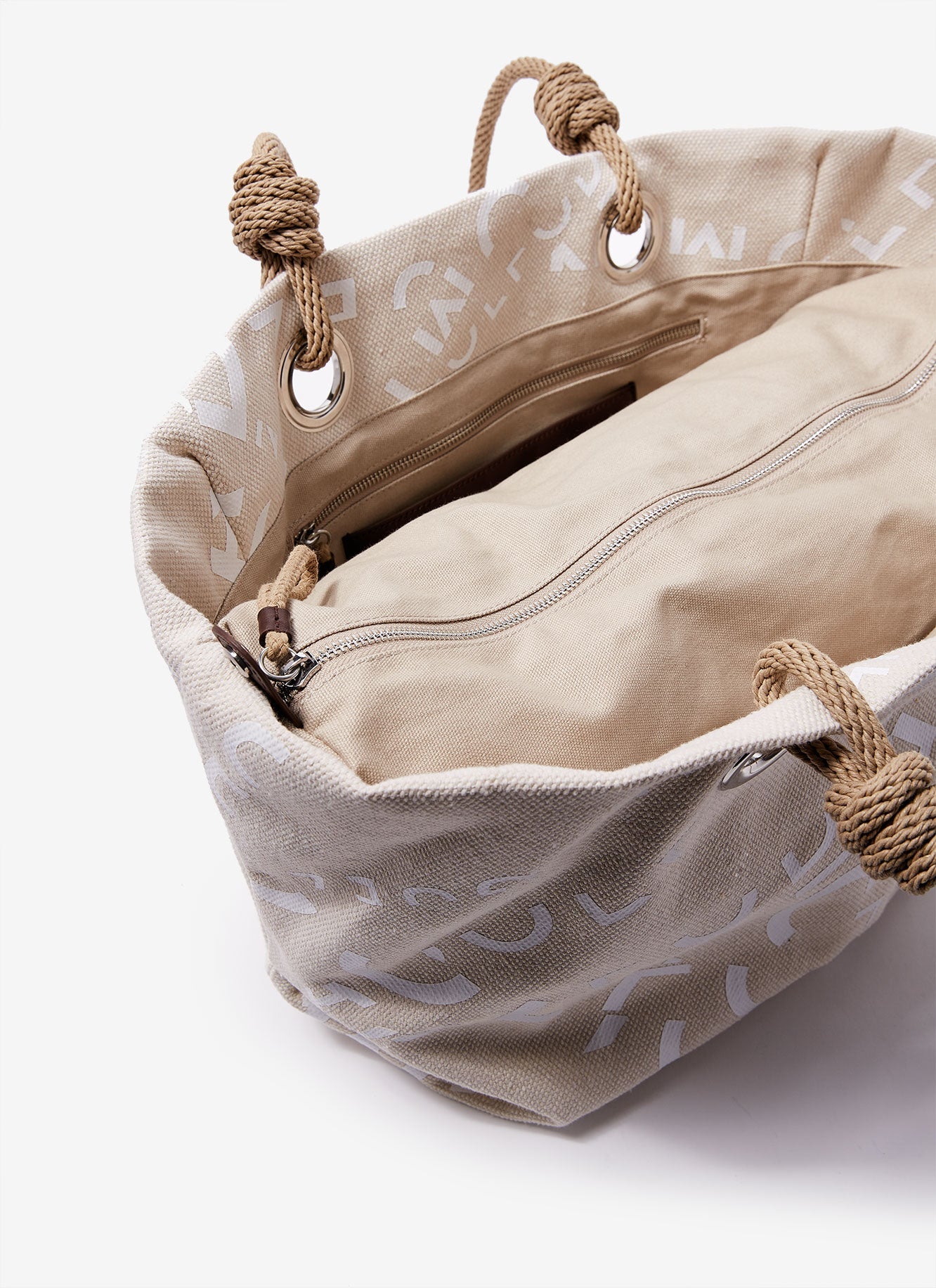 Women Bags | Natural Logoed Canvas Shopper by Spanish designer Adolfo Dominguez