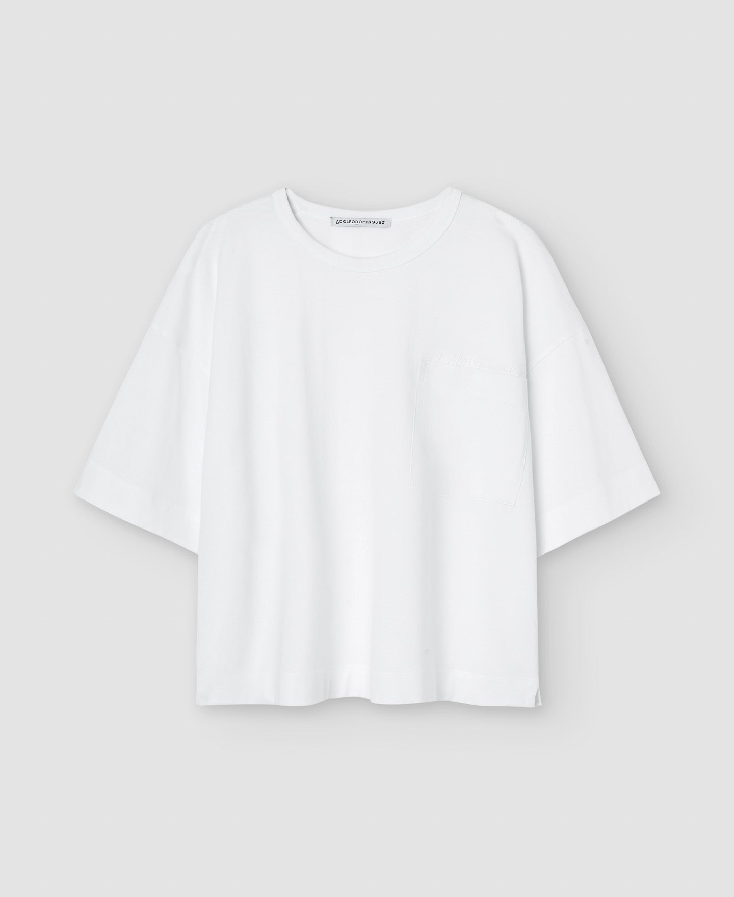 Women T-Shirt (Short Sleeve) | Natural White Straight Line Organic Cotton T-Shirt by Spanish designer Adolfo Dominguez