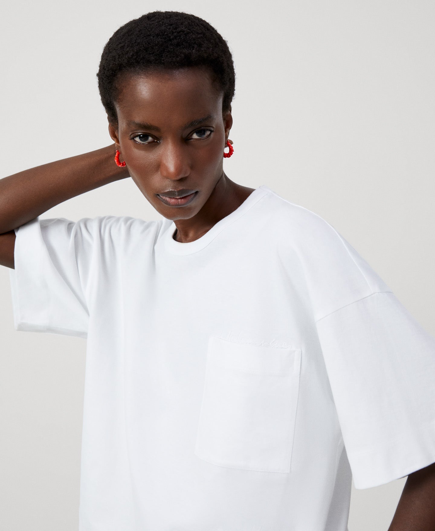 Women T-Shirt (Short Sleeve) | Natural White Straight Line Organic Cotton T-Shirt by Spanish designer Adolfo Dominguez