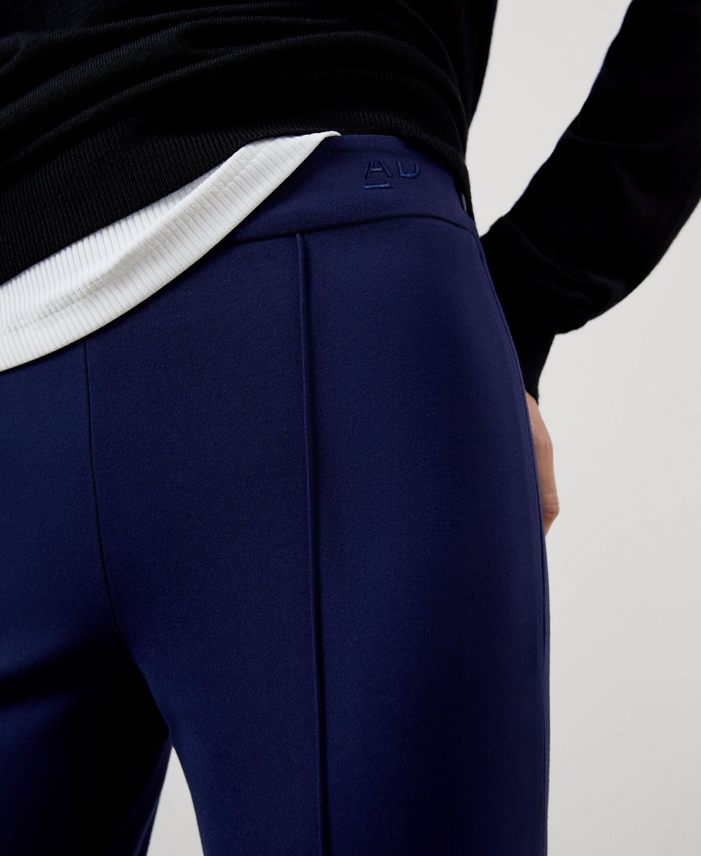 Women Trousers | Navy Blue Ankle Length Viscose Skinny Trousers by Spanish designer Adolfo Dominguez