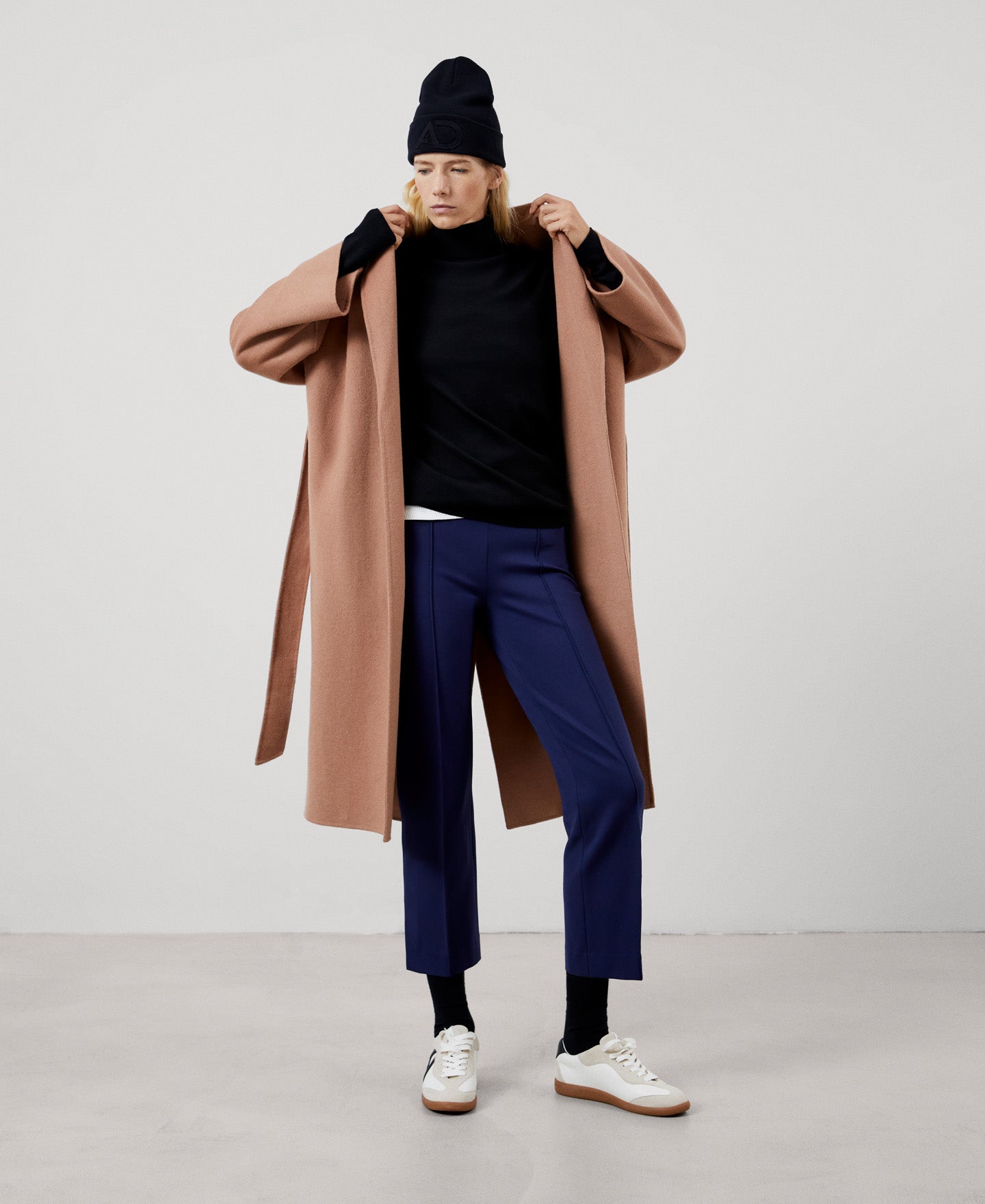 Women Trousers | Navy Blue Ankle Length Viscose Skinny Trousers by Spanish designer Adolfo Dominguez