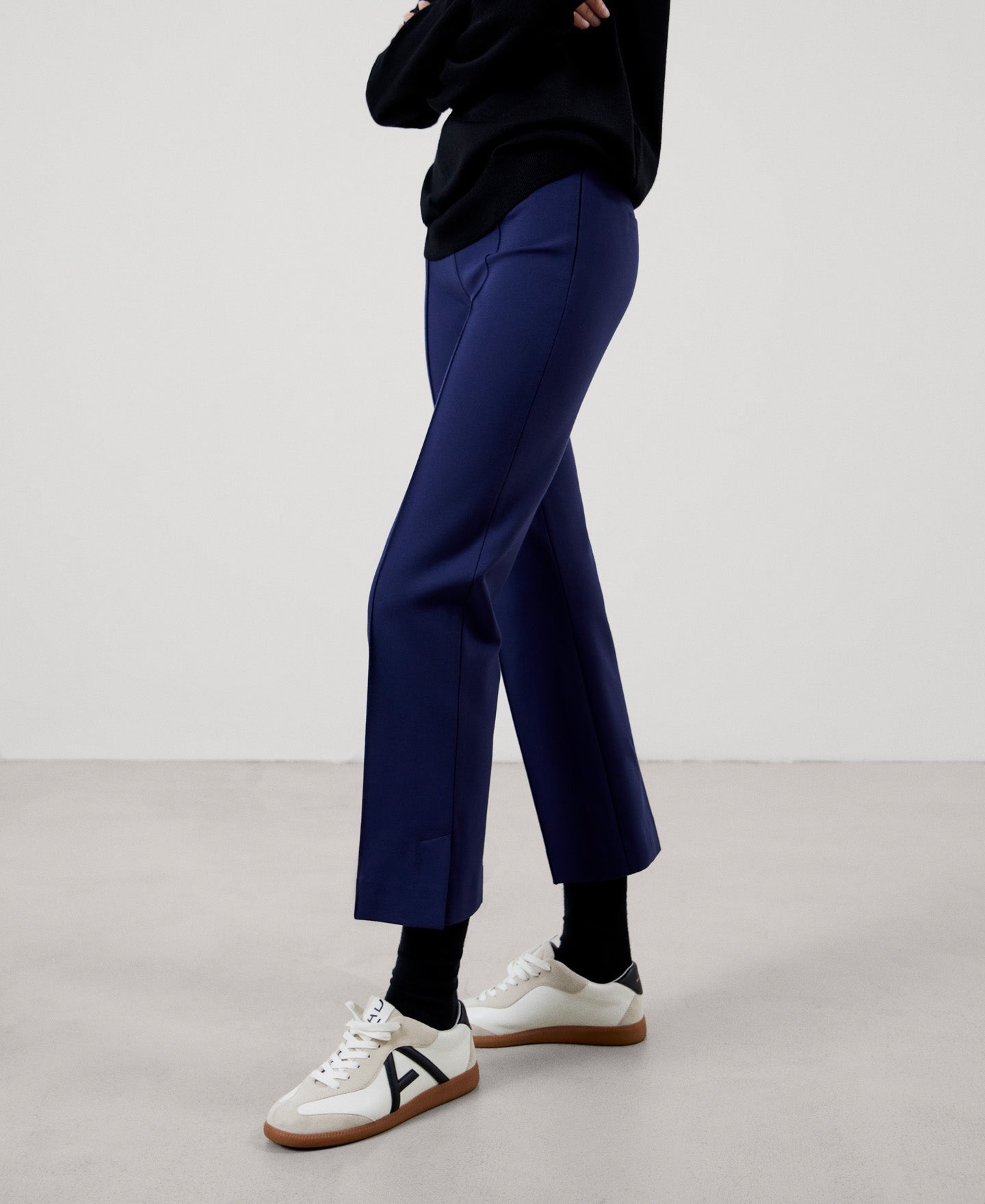 Women Trousers | Navy Blue Ankle Length Viscose Skinny Trousers by Spanish designer Adolfo Dominguez