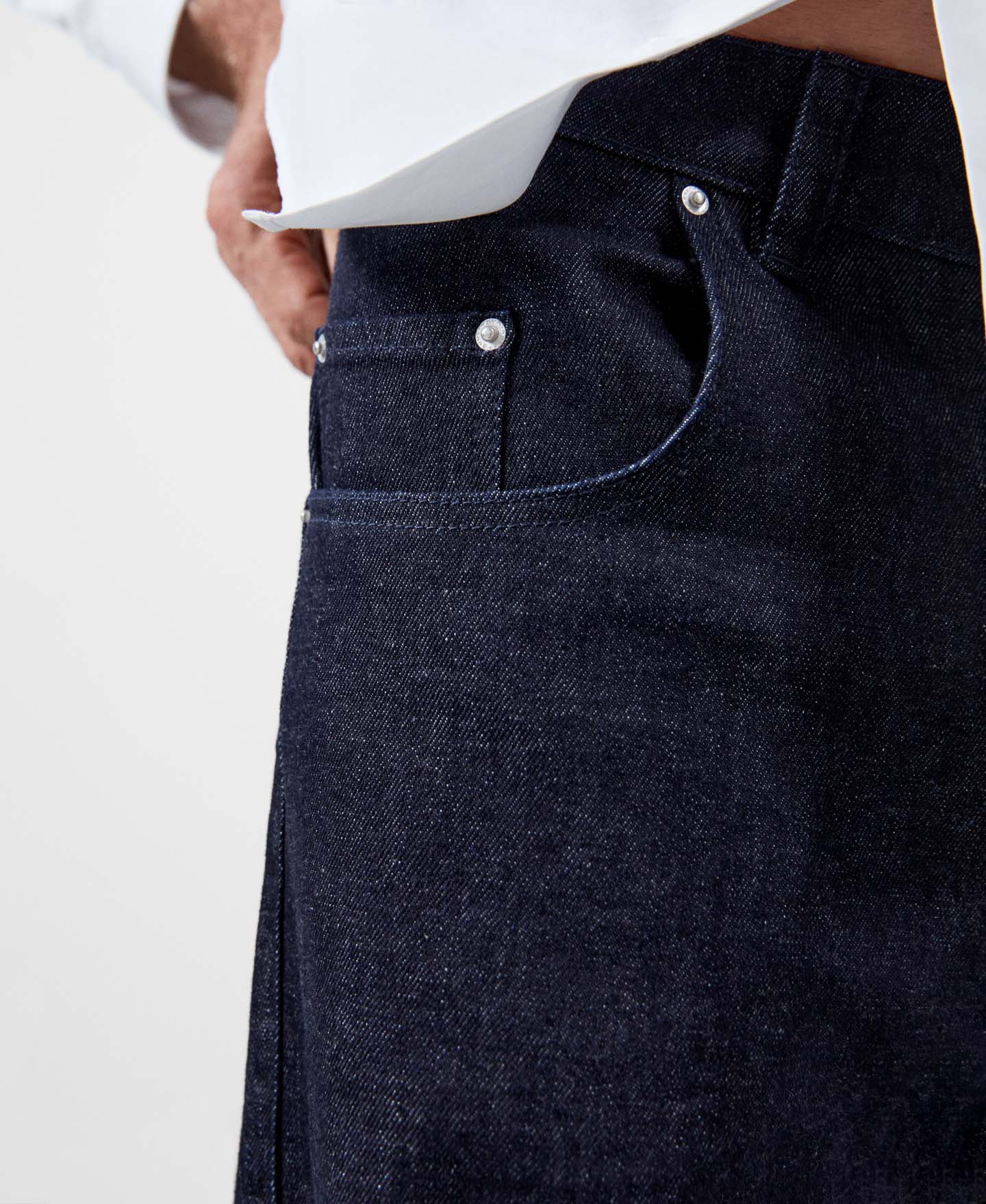 Men Jeans | Navy Blue Carrot Fit Trousers by Spanish designer Adolfo Dominguez