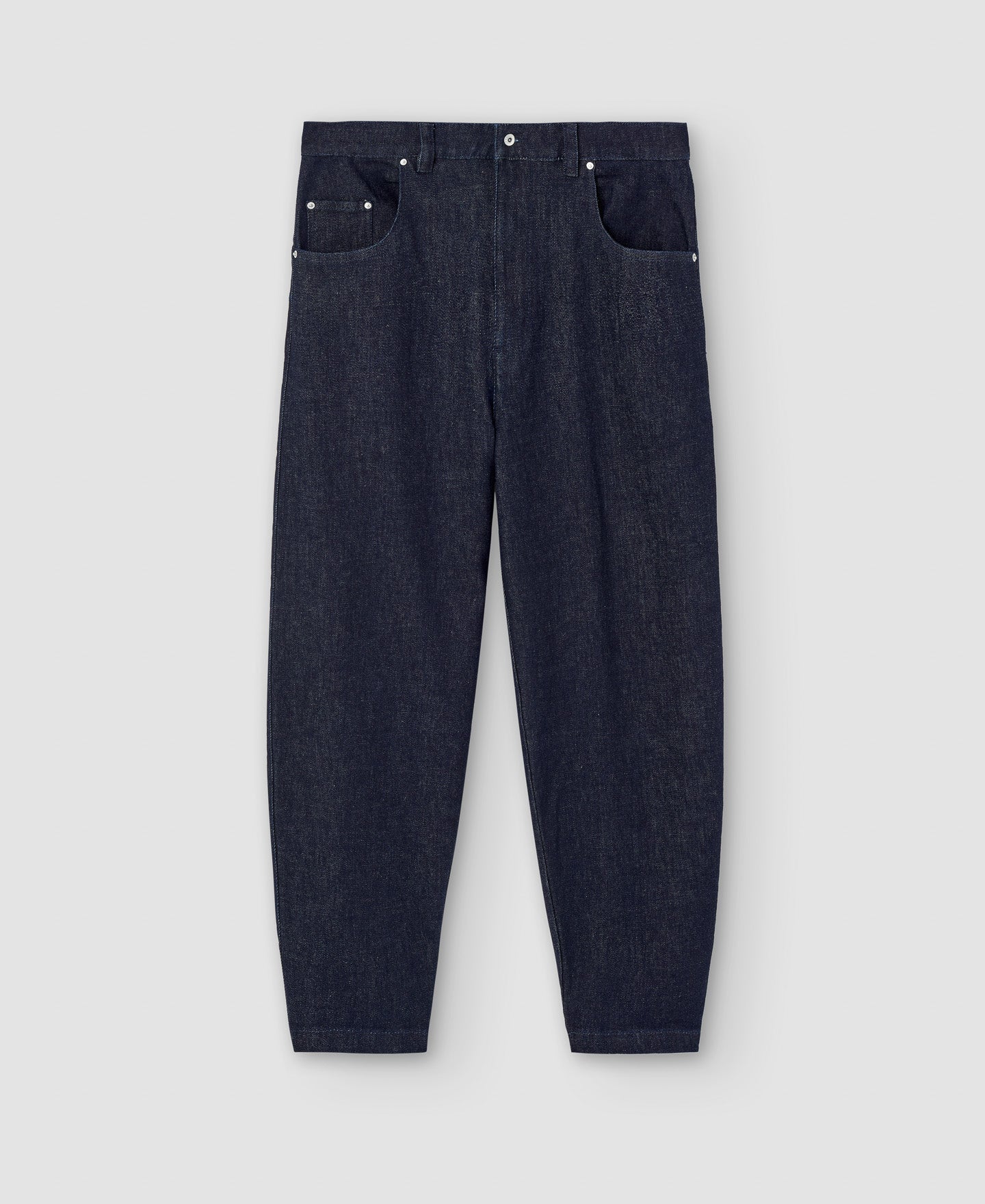 Men Jeans | Navy Blue Carrot Fit Trousers by Spanish designer Adolfo Dominguez