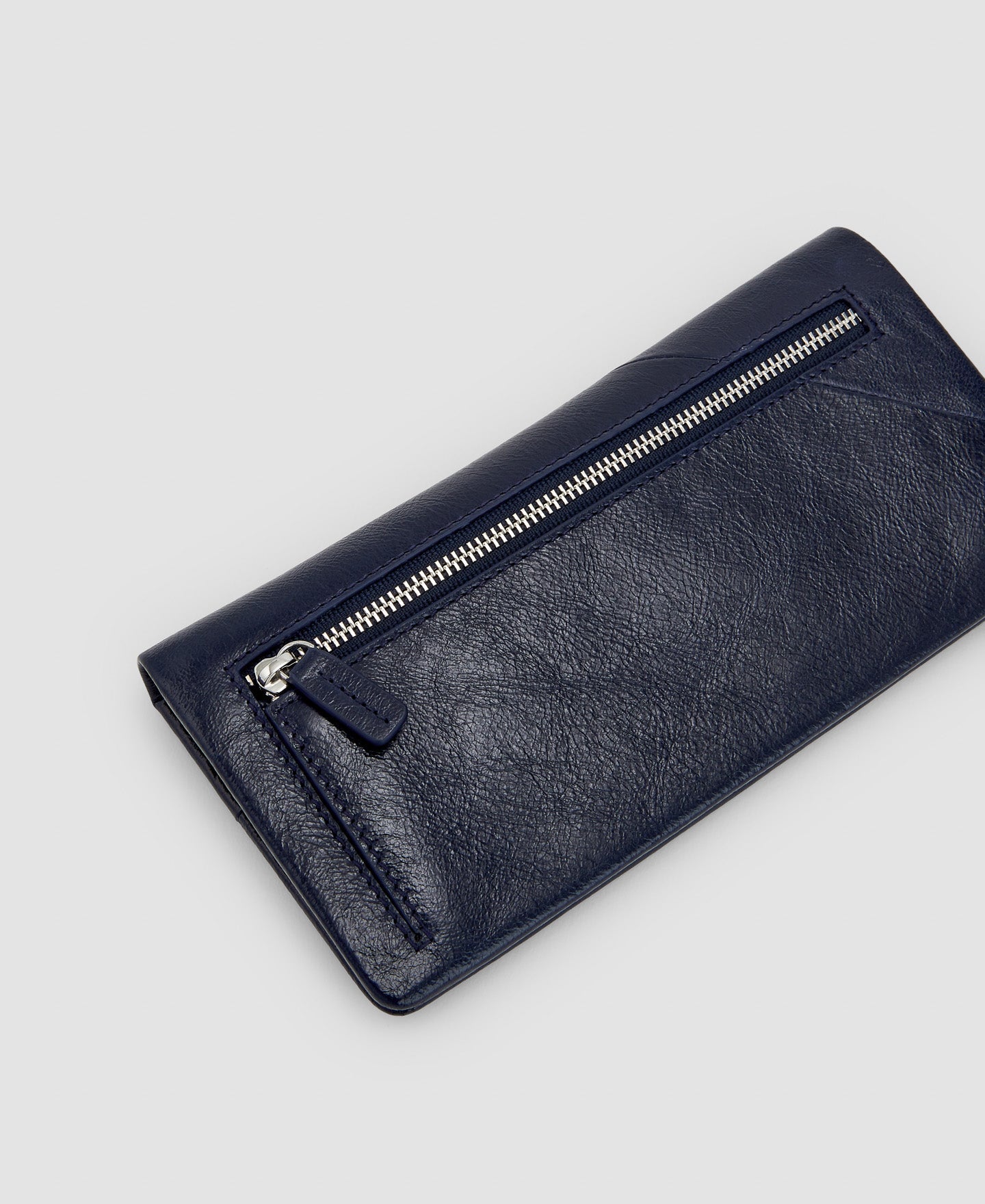 Women Wallet | Navy Blue Cracked Leather Large Wallet by Spanish designer Adolfo Dominguez