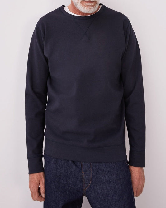 Men Jumper | Navy Blue Crew Neck Sweatshirt by Spanish designer Adolfo Dominguez