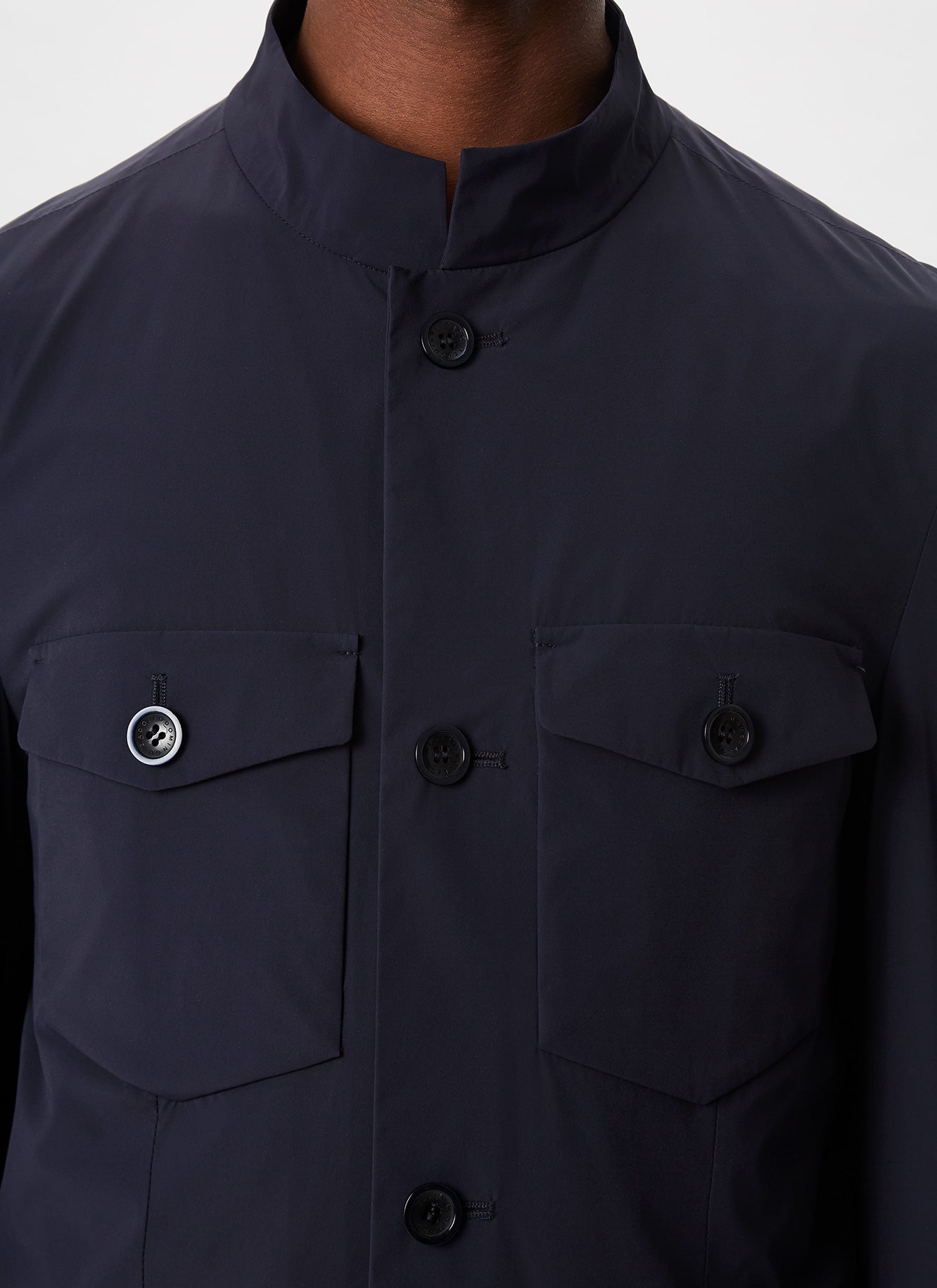 Men Short Jacket | Navy Blue Elastic Polyamide Safari Jacke by Spanish designer Adolfo Dominguez