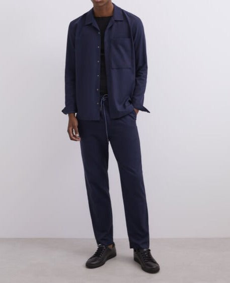 Men Shirt | Navy Blue Lyocell And Cotton Twill Overshirt by Spanish designer Adolfo Dominguez