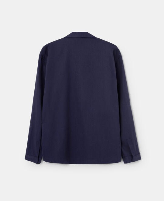 Men Shirt | Navy Blue Lyocell And Cotton Twill Overshirt by Spanish designer Adolfo Dominguez