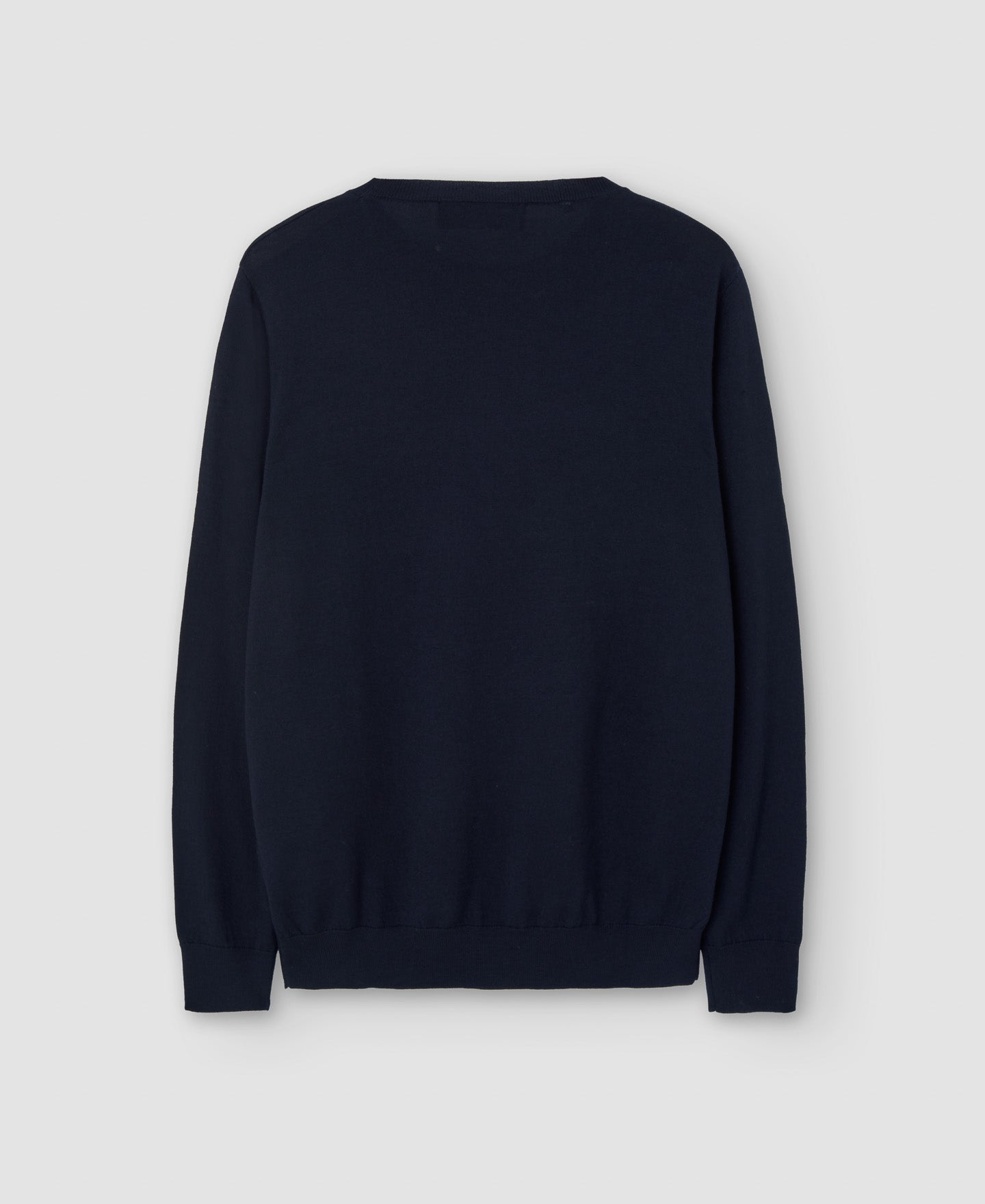 Men Jersey | Navy Blue Mens Merino Wool Crew Neck Sweater by Spanish designer Adolfo Dominguez