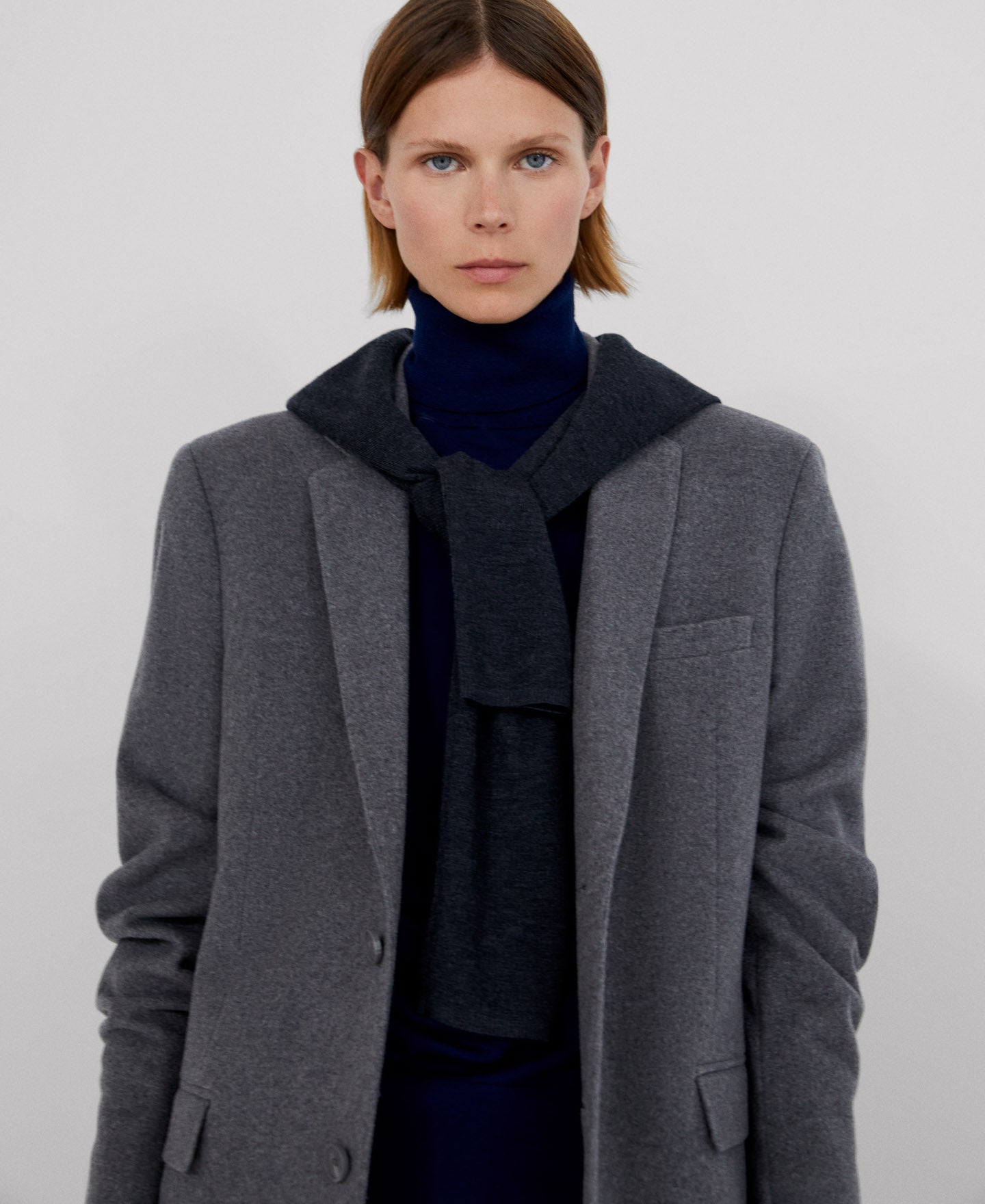 Women Jersey | Navy Blue Merino Wool Turtleneck Sweater by Spanish designer Adolfo Dominguez