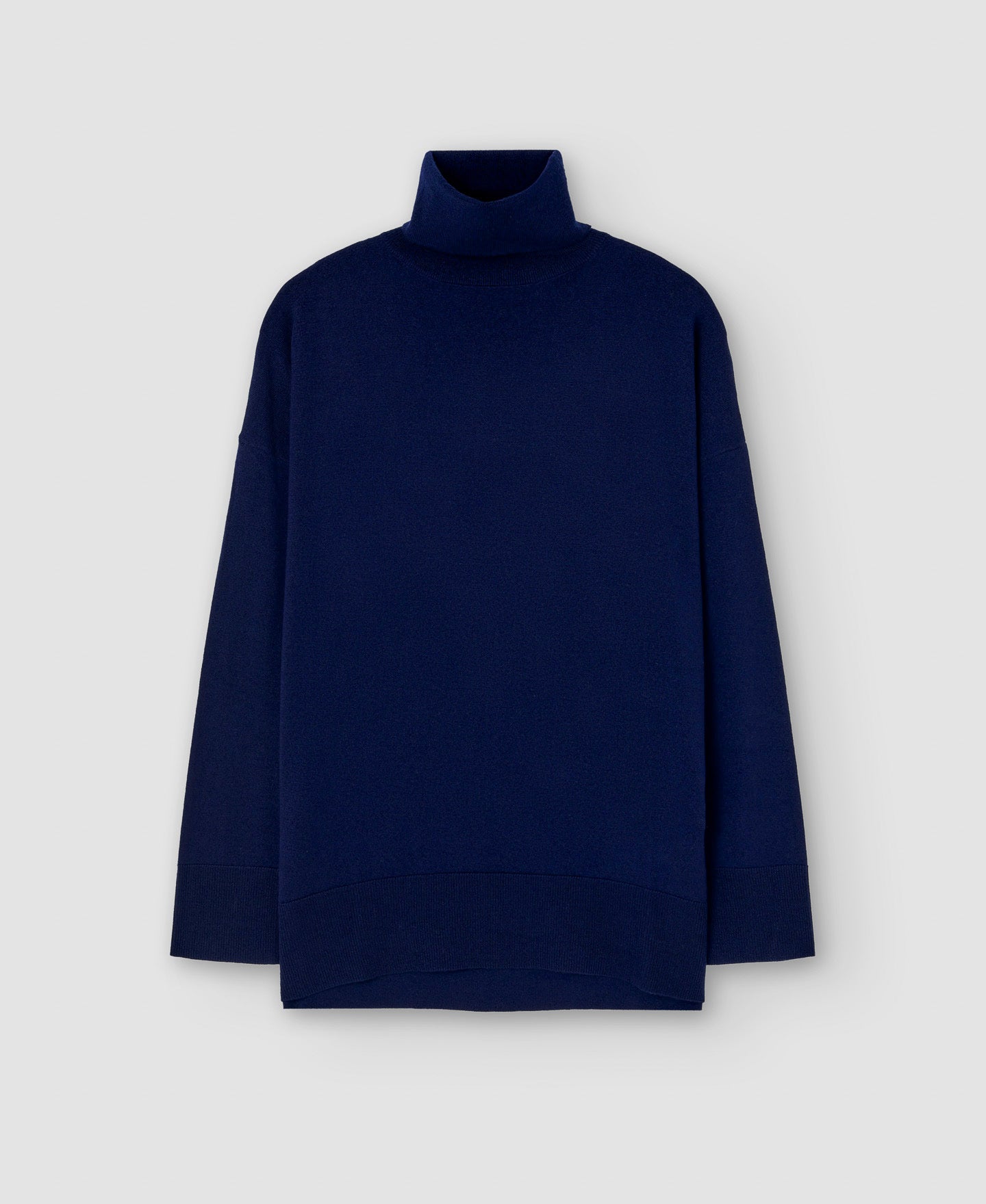 Women Jersey | Navy Blue Merino Wool Turtleneck Sweater by Spanish designer Adolfo Dominguez