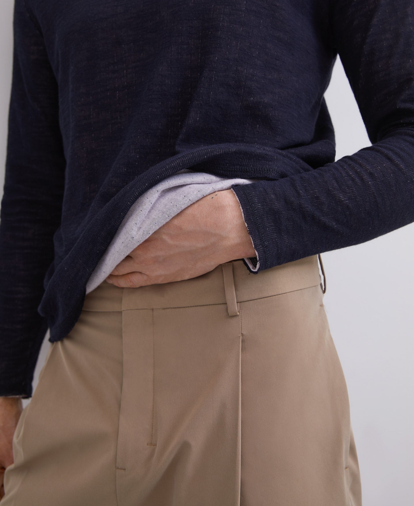 Men Long-Sleeve T-Shirt | Navy Blue Navy Blue Long Sleeve Double T-Shirt by Spanish designer Adolfo Dominguez