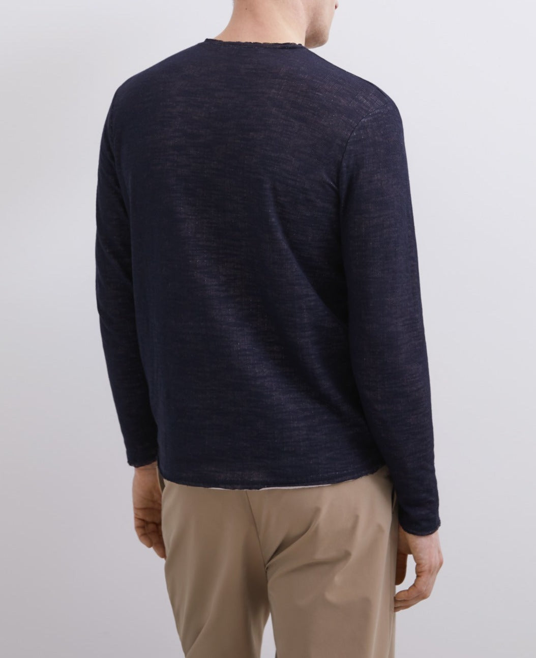 Men Long-Sleeve T-Shirt | Navy Blue Navy Blue Long Sleeve Double T-Shirt by Spanish designer Adolfo Dominguez