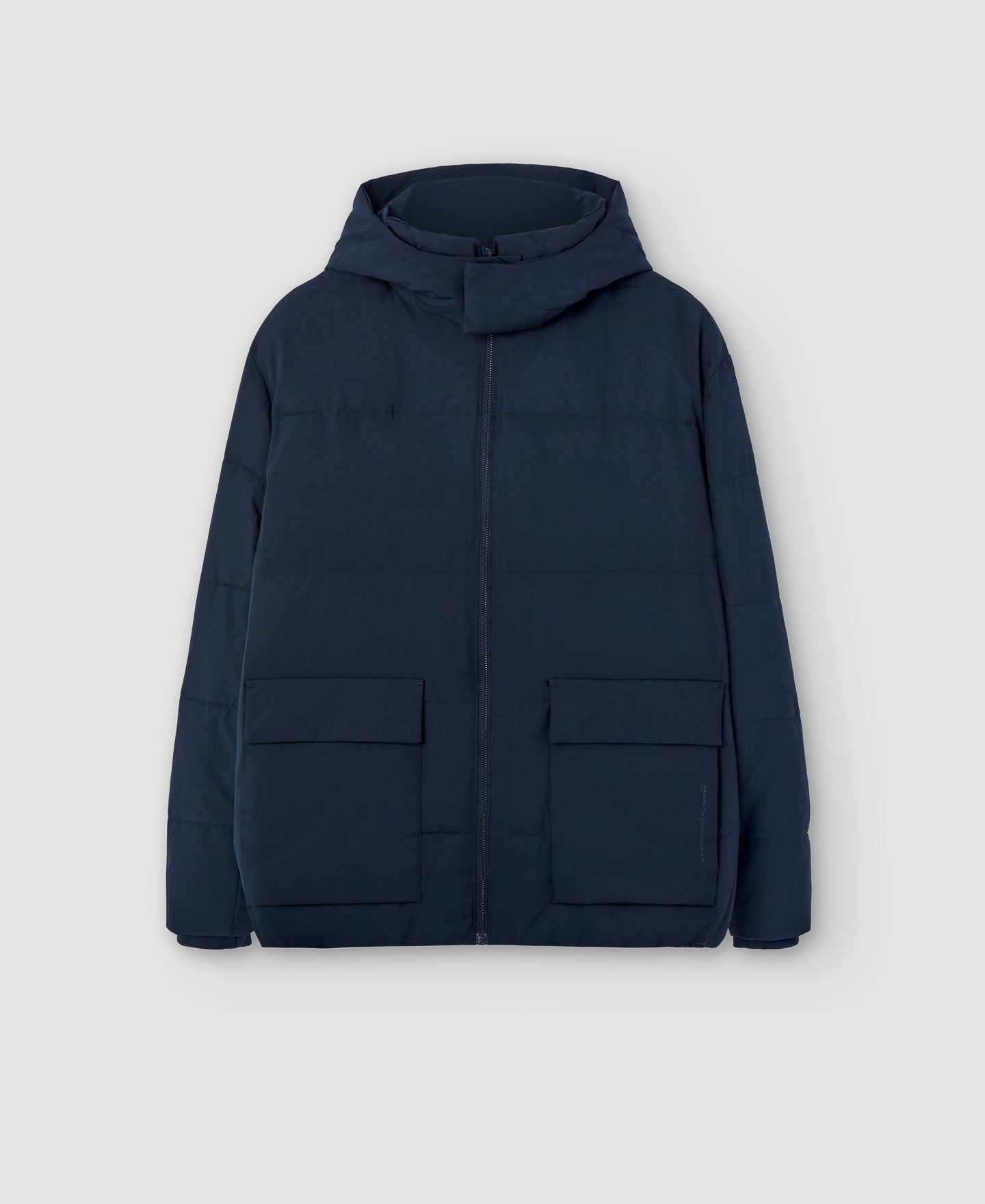 Men Short Jacket | Navy Blue Padded Hood Jacket by Spanish designer Adolfo Dominguez