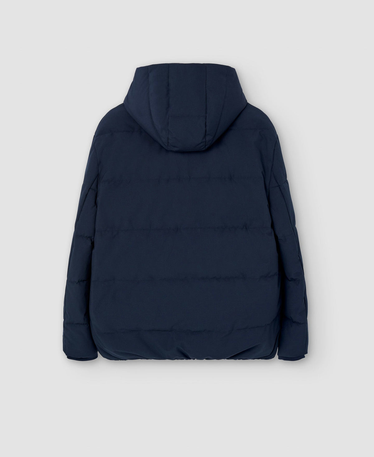 Men Short Jacket | Navy Blue Padded Hood Jacket by Spanish designer Adolfo Dominguez