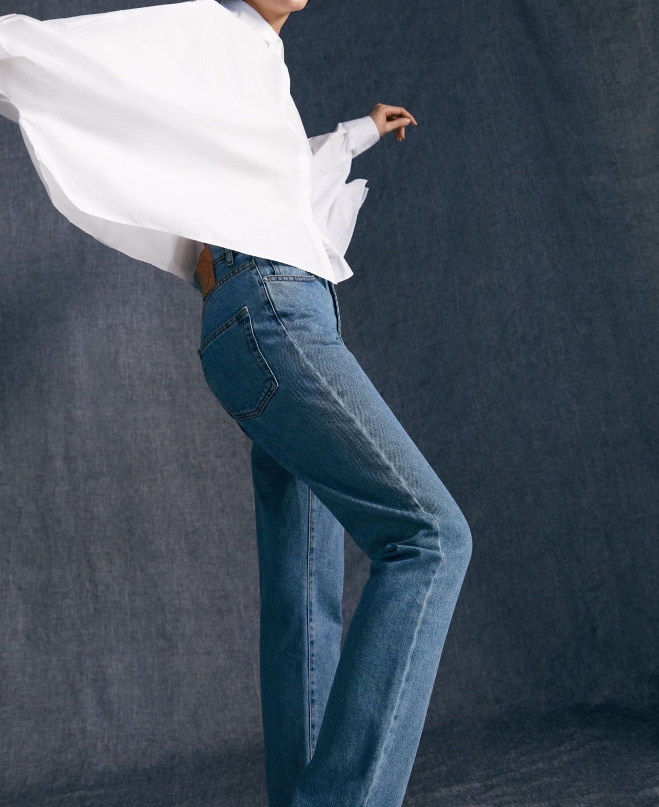 Women Jeans | Navy Blue Recycled Cotton Denim Jeans by Spanish designer Adolfo Dominguez
