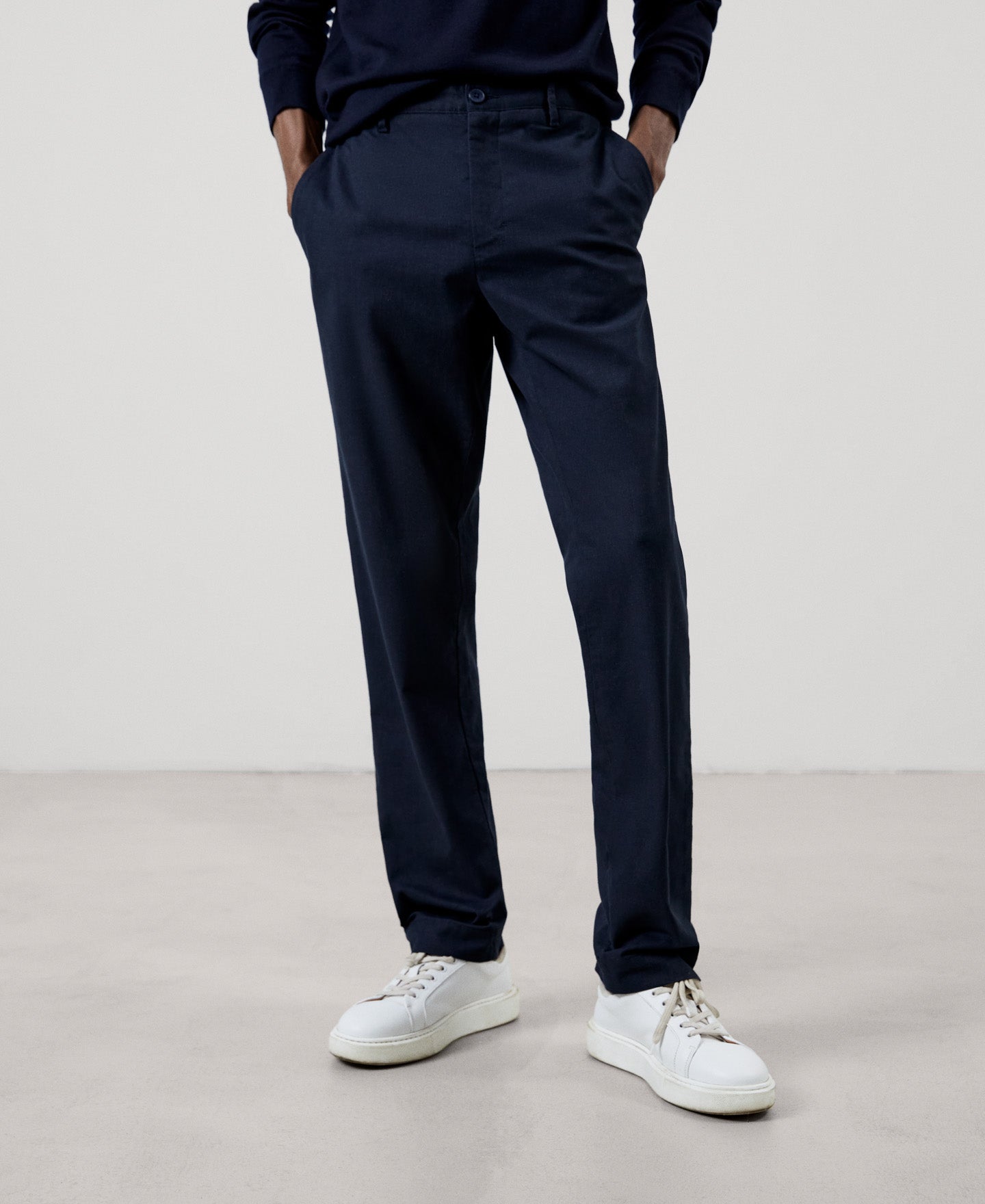 Men Trousers | Navy Blue Trousers For Men by Spanish designer Adolfo Dominguez
