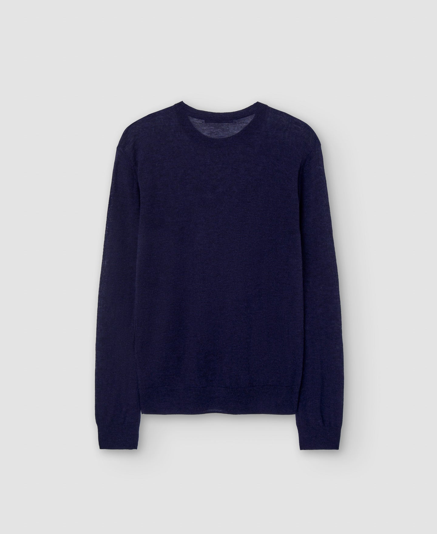 Women Jersey | Navy Blue Womens Merino Wool Crew Neck Sweater by Spanish designer Adolfo Dominguez