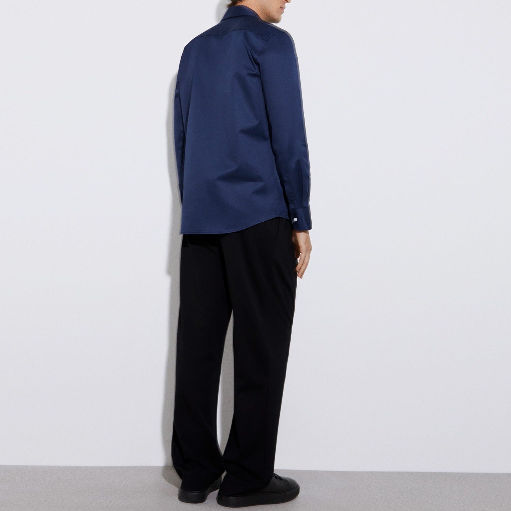 Men Shirt | Navyblue Responsible Lyocell And Cotton Shirt by Spanish designer Adolfo Dominguez