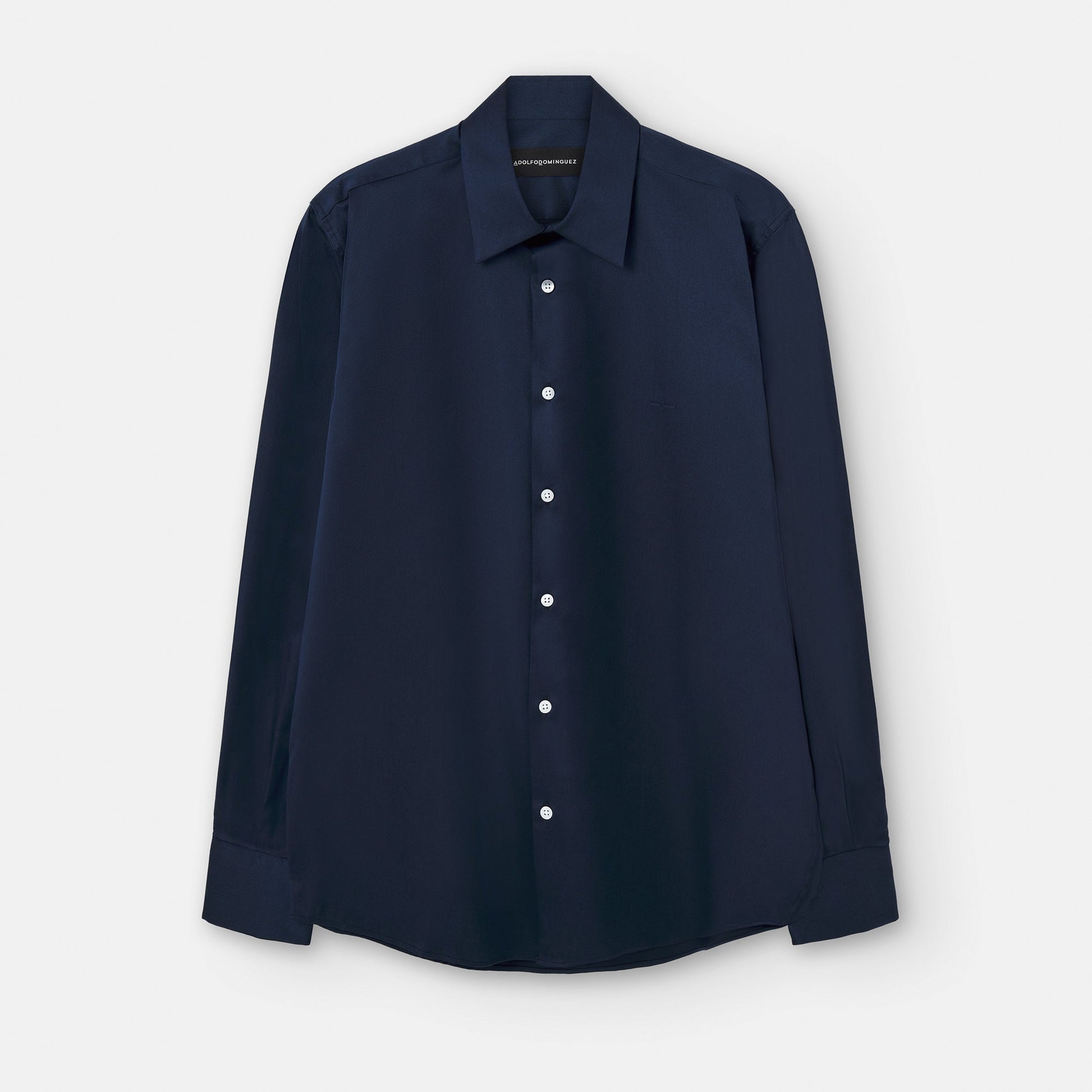 Men Shirt | Navyblue Responsible Lyocell And Cotton Shirt by Spanish designer Adolfo Dominguez