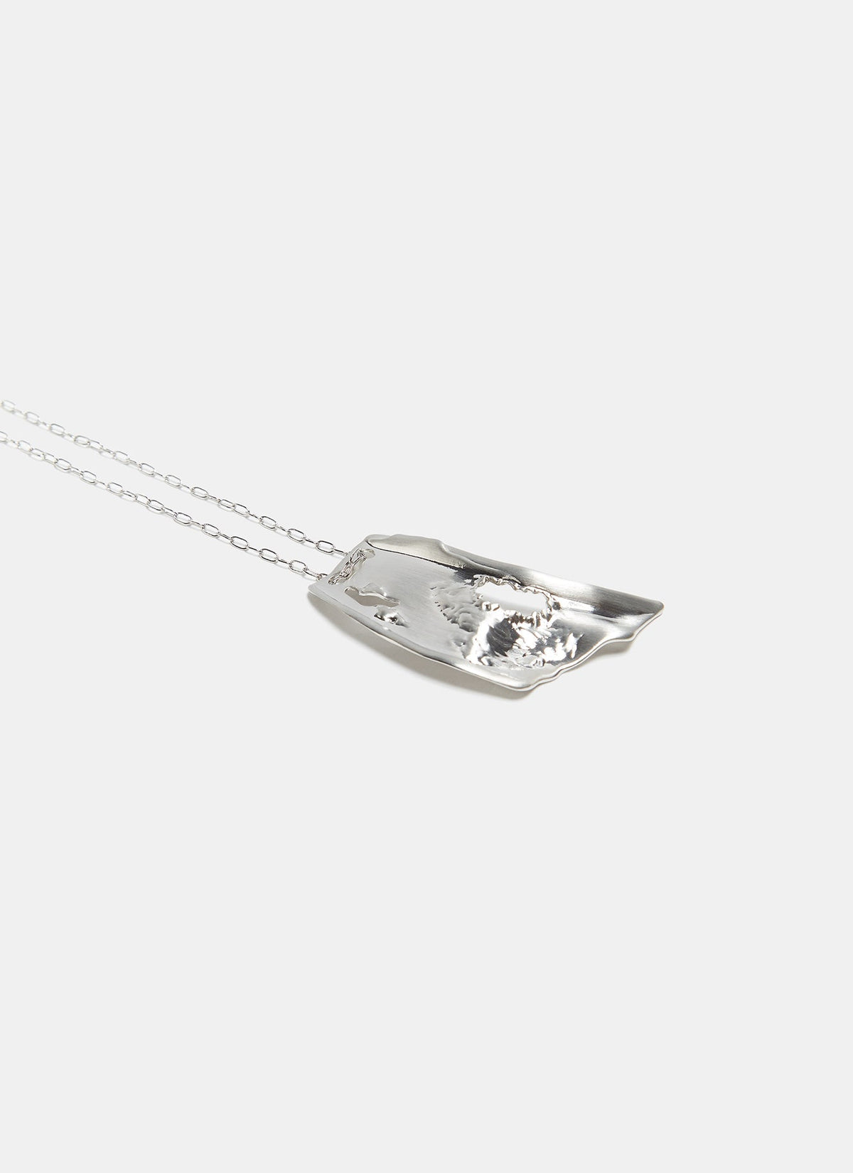 Women Necklace | Old Silver Long Necklace With Organic Pendant by Spanish designer Adolfo Dominguez