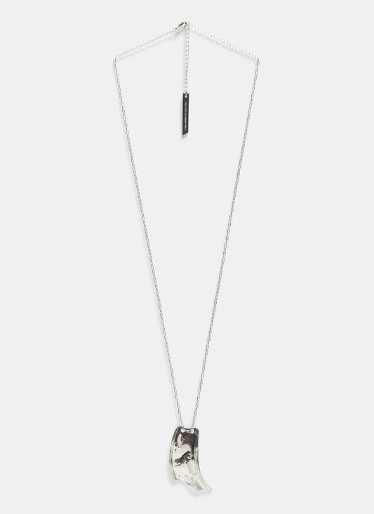 Women Necklace | Old Silver Long Necklace With Organic Pendant by Spanish designer Adolfo Dominguez