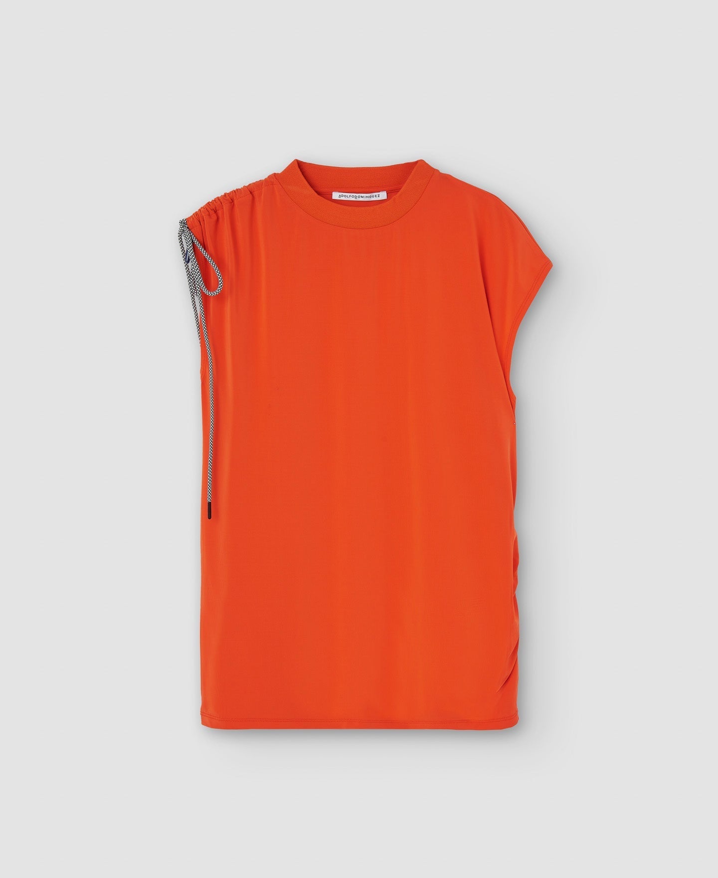 Women T-Shirt (Short Sleeve) | Orange Asymmetrical Blouse In Elastic Viscose by Spanish designer Adolfo Dominguez
