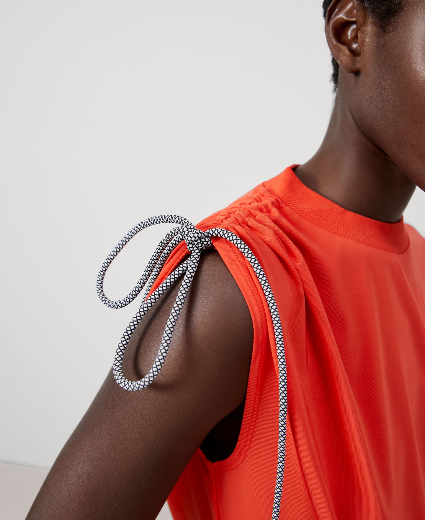 Women T-Shirt (Short Sleeve) | Orange Asymmetrical Blouse In Elastic Viscose by Spanish designer Adolfo Dominguez