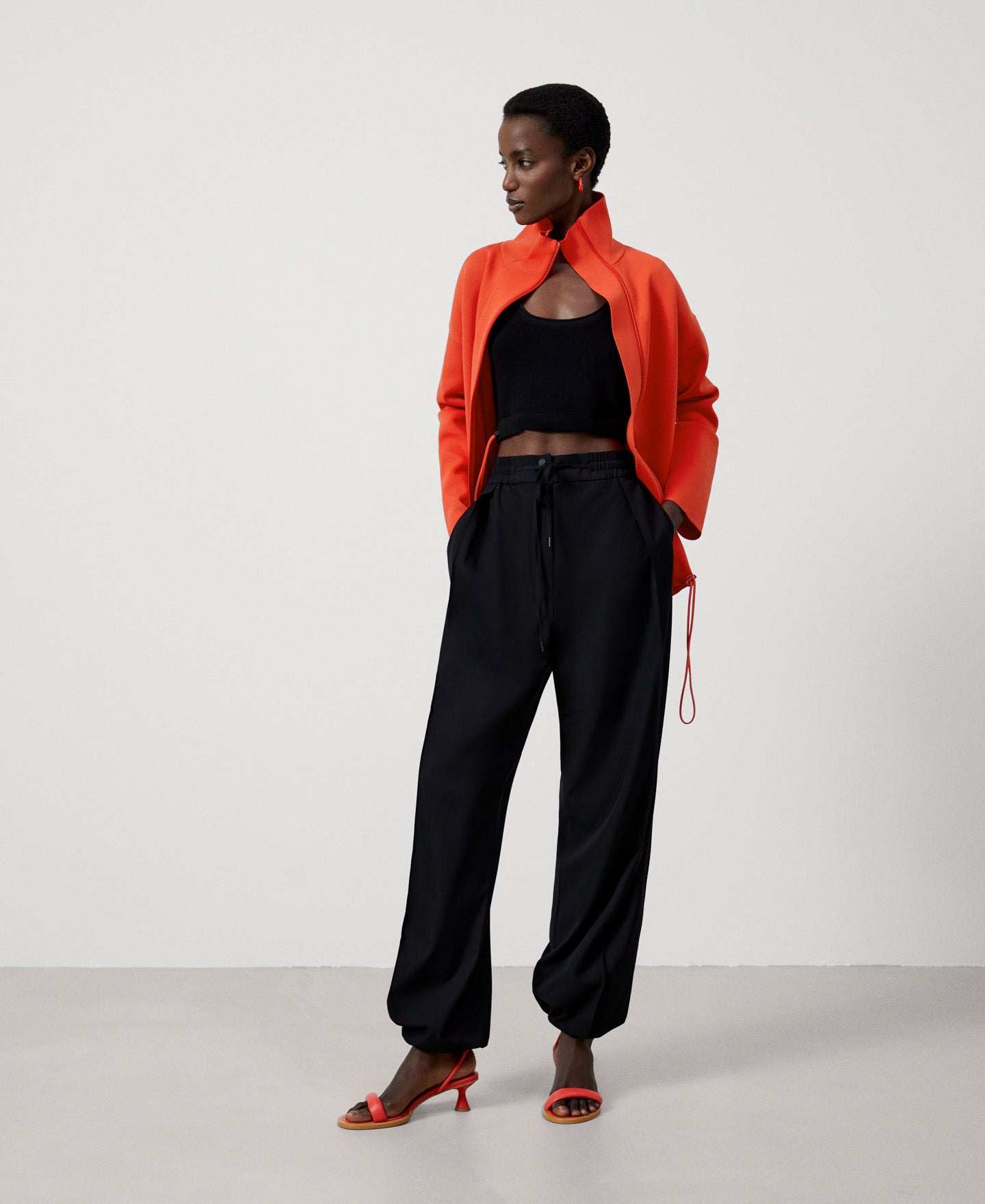 Women Knit Jacket | Orange Knit Jacket by Spanish designer Adolfo Dominguez