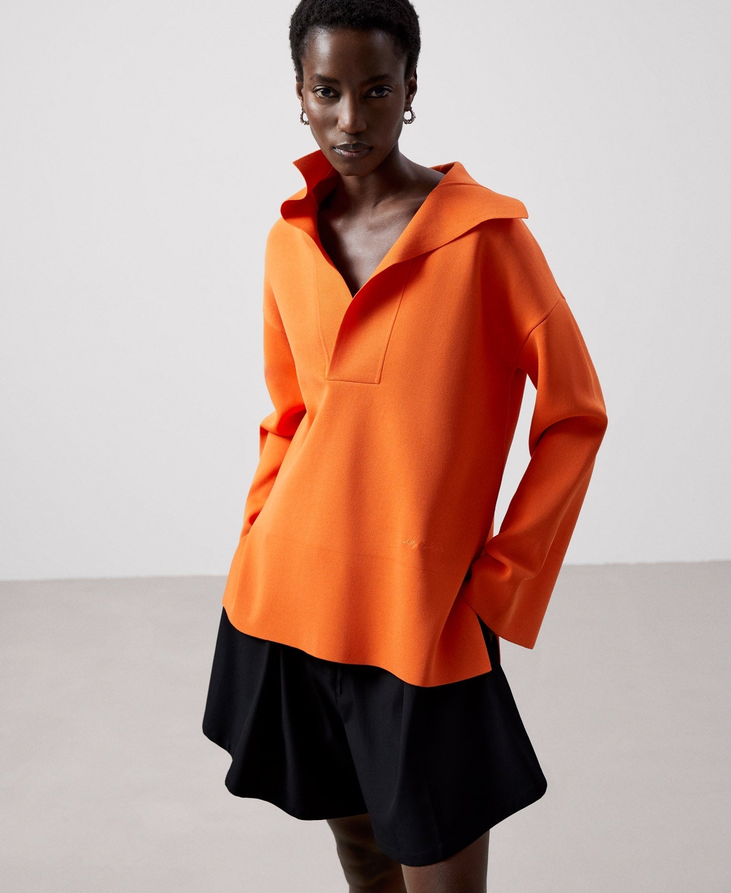 Women Jersey | Orange Recycled Nylon Sweater by Spanish designer Adolfo Dominguez