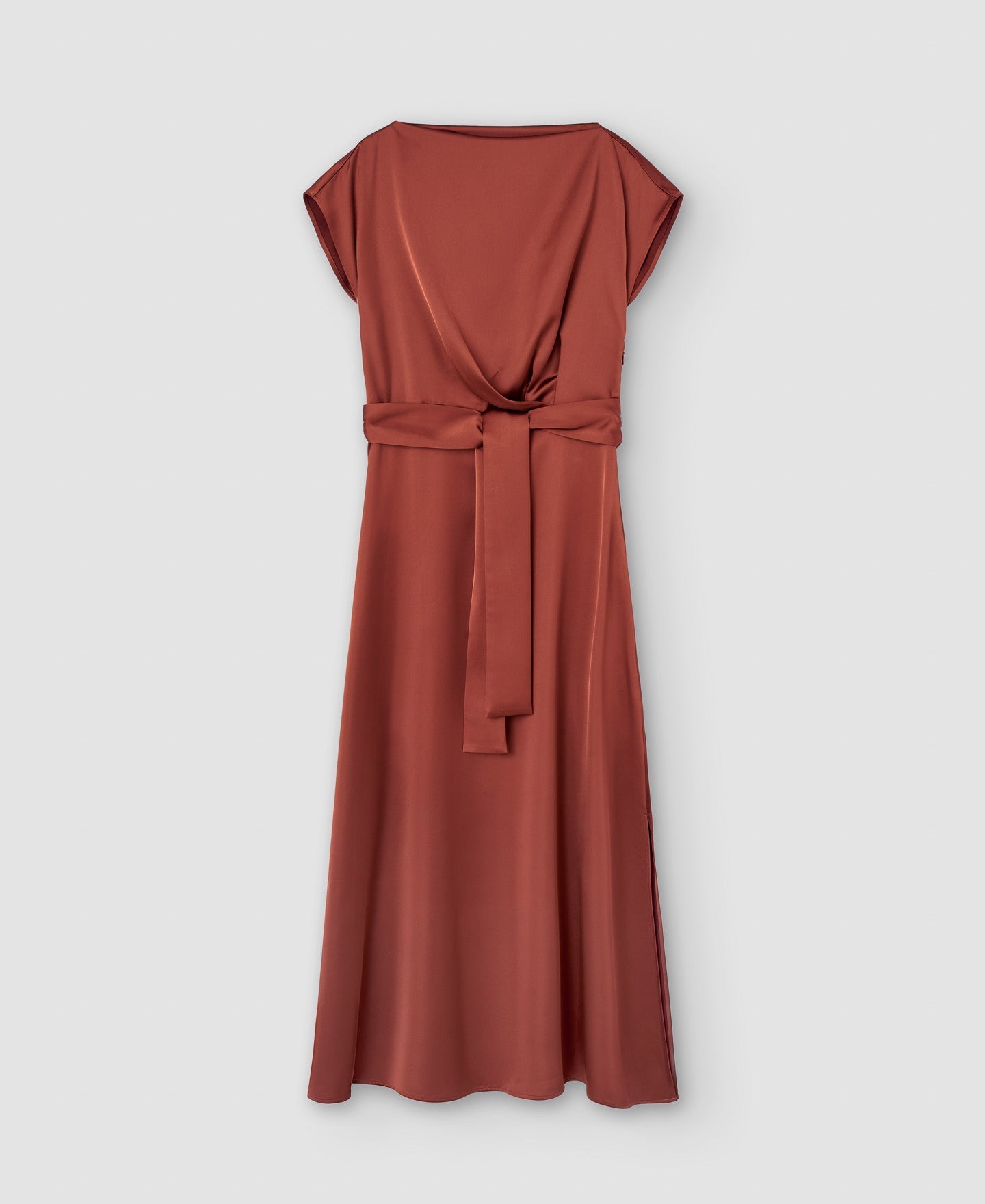 Women Cocktail Dress | Orange Recyled Polyester Draped Dress by Spanish designer Adolfo Dominguez