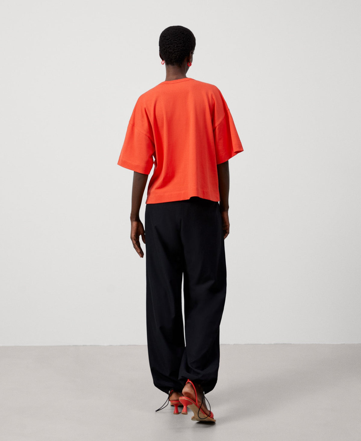 Women T-Shirt (Short Sleeve) | Orange Straight Line Organic Cotton T-Shirt by Spanish designer Adolfo Dominguez