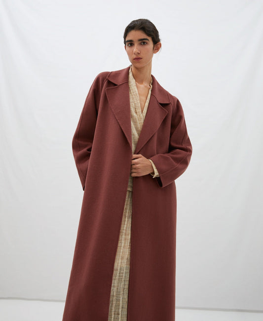 Women Coat | Pink Merino Wool Travel Coat by Spanish designer Adolfo Dominguez