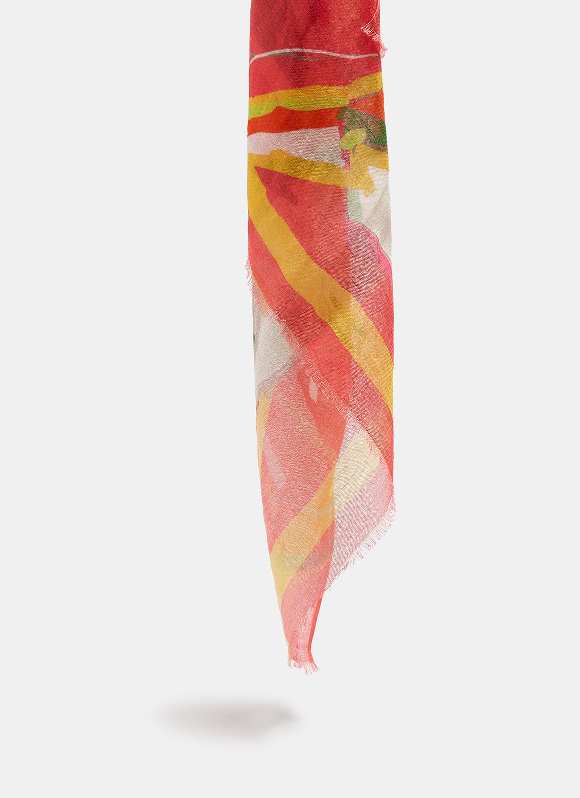 Women Shawl | Pink Print Linen And Cotton Scarf With Print by Spanish designer Adolfo Dominguez