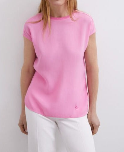 Women T-Shirt (Short Sleeve) | Pink T-Shirt Pink Cotton Lyocell And Viscose by Spanish designer Adolfo Dominguez