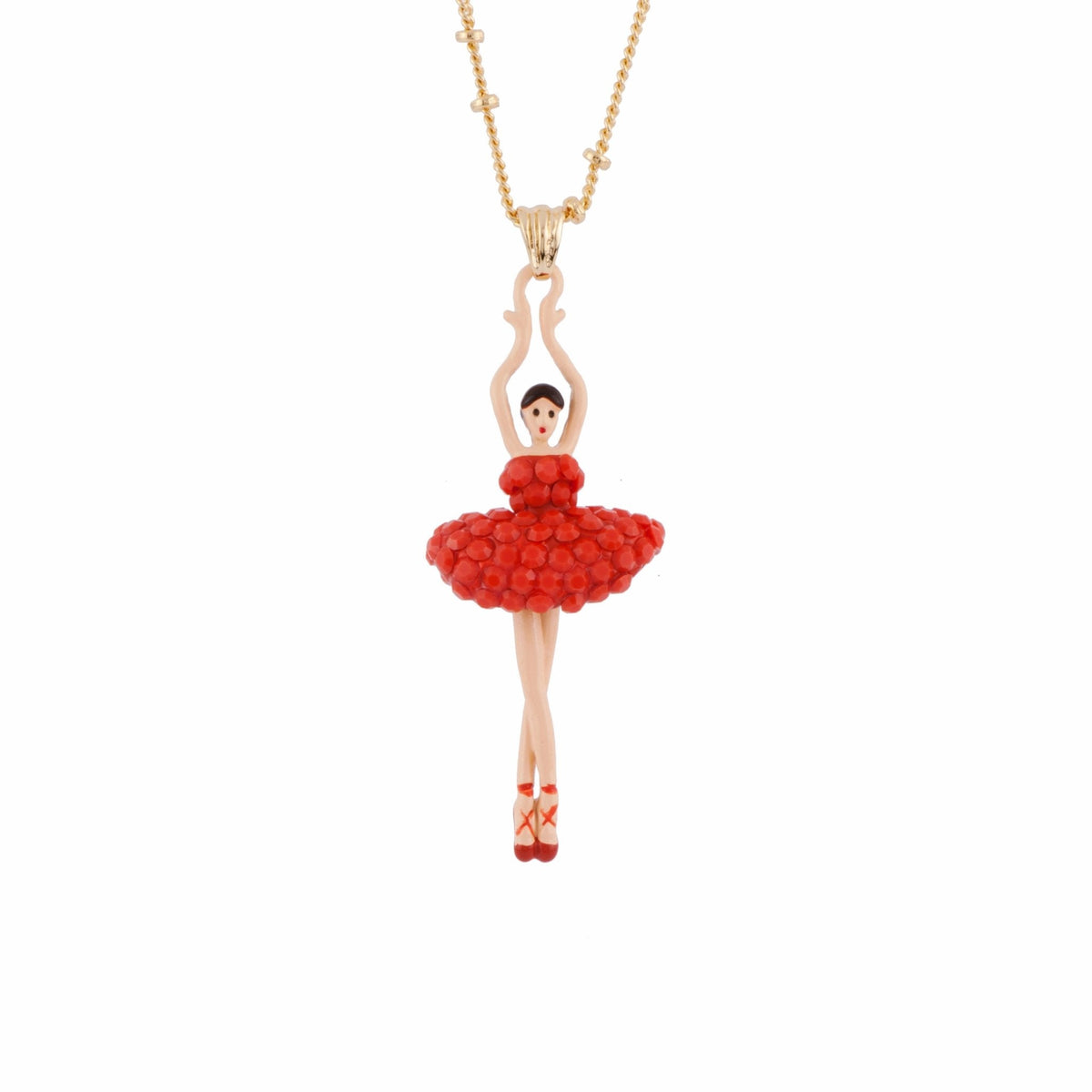 Pas De Deux Lux Rhinestones Tangerine Coral Necklace | AFDDL3592