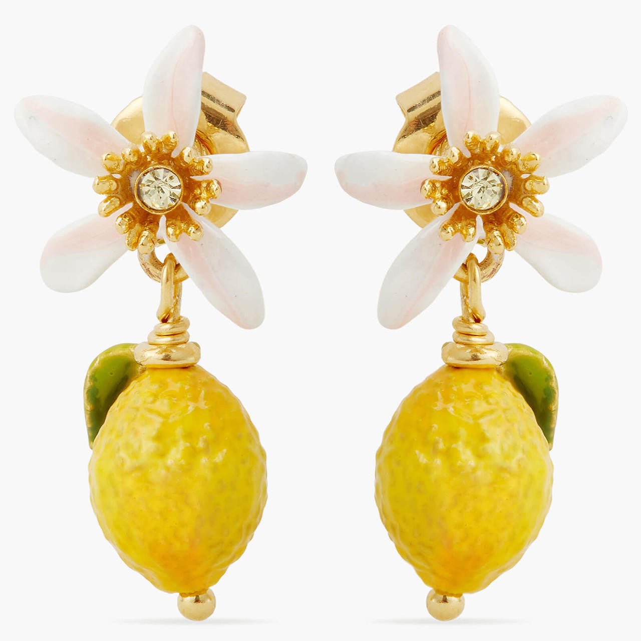 Lemon And White Flower Earrings | apmi1041
