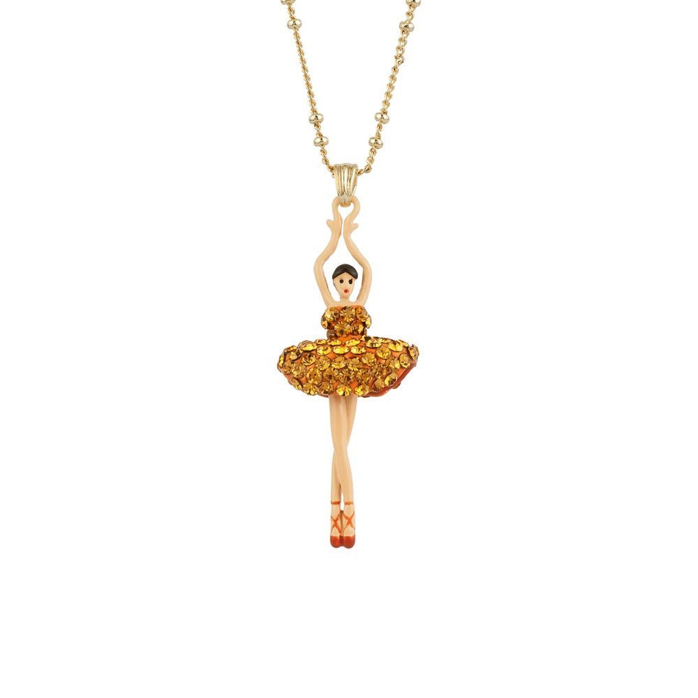 Pas De Deux Lux Ballerina Orange Rhinestones Necklace | ACDDL3591