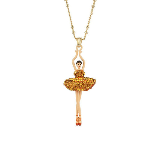 Pas De Deux Lux Ballerina Orange Rhinestones Necklace | ACDDL3591