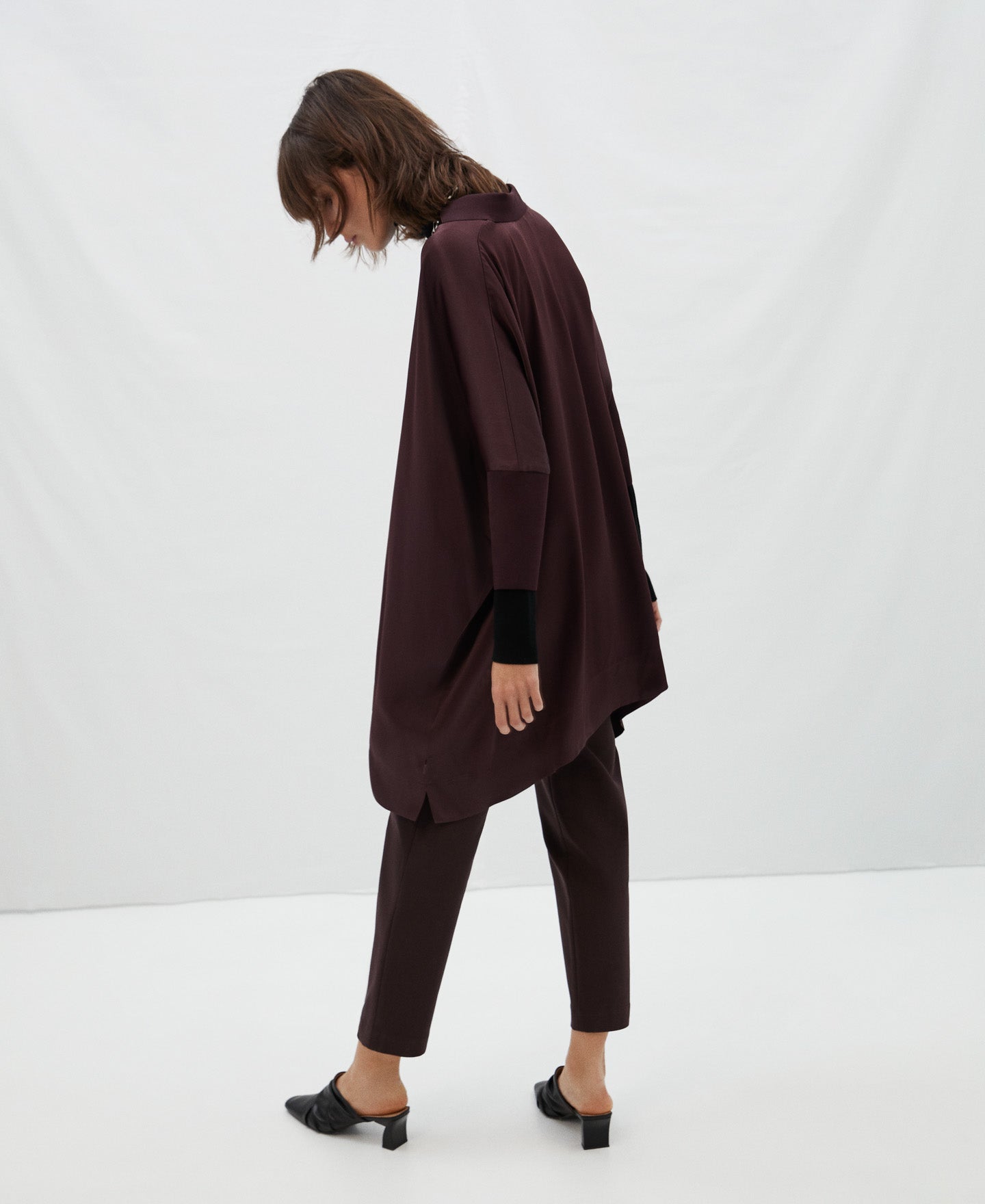 Women Shirt | Purple Oversized Viscose Blouse by Spanish designer Adolfo Dominguez