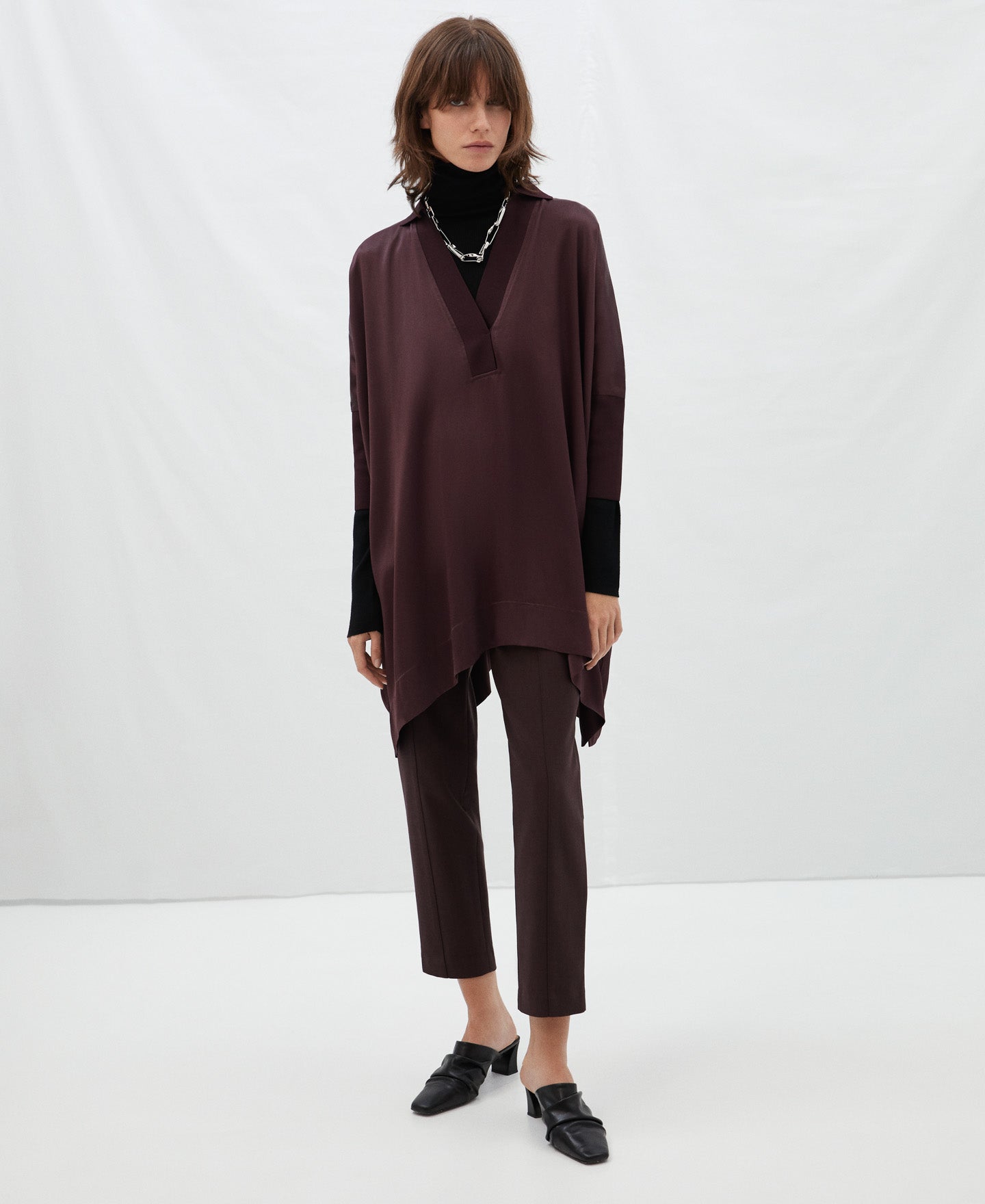 Women Shirt | Purple Oversized Viscose Blouse by Spanish designer Adolfo Dominguez