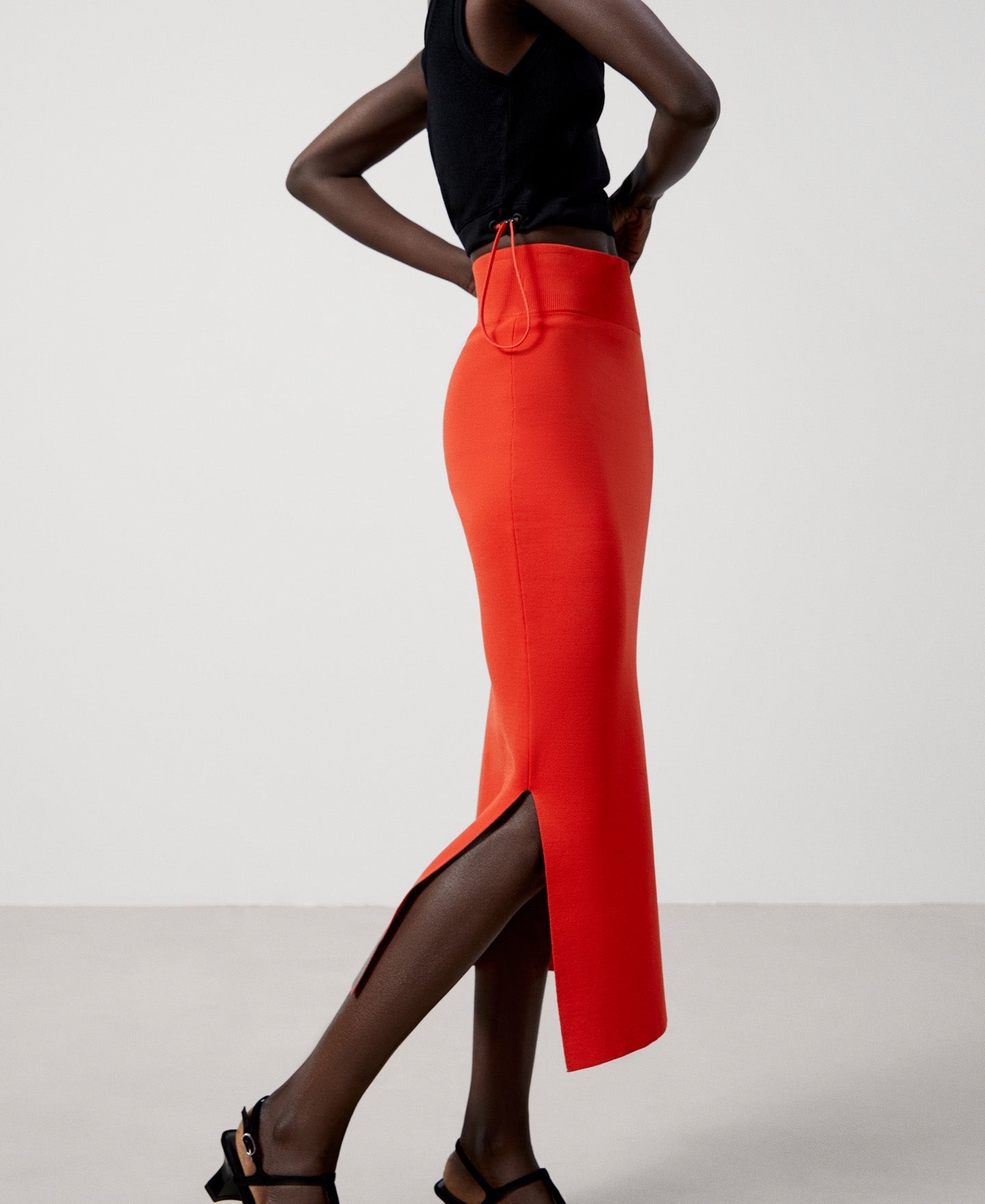 Women Skirt | Red Asymmetrical Viscose Skirt by Spanish designer Adolfo Dominguez