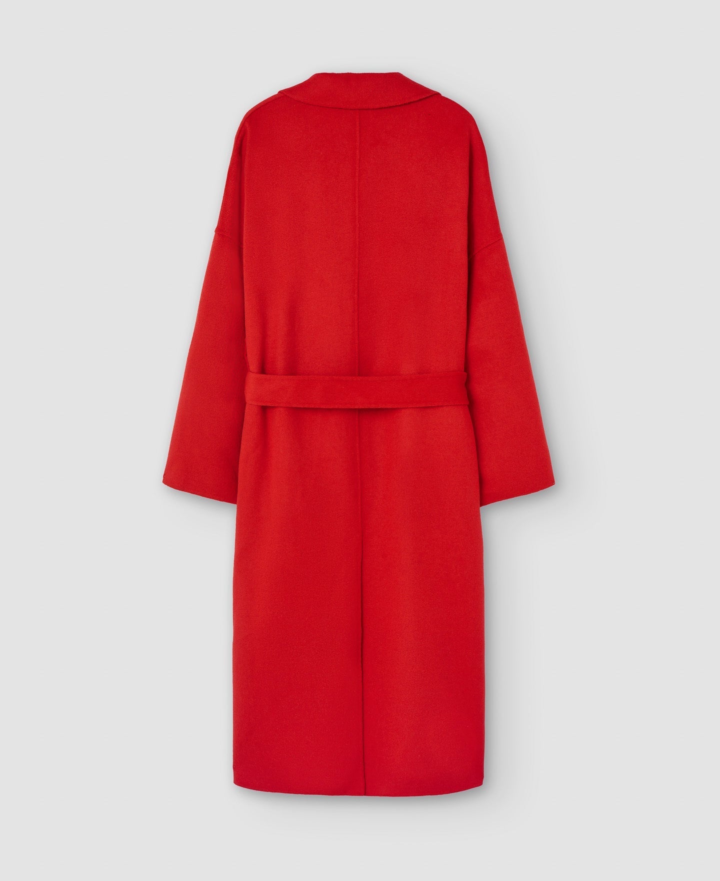 Women Coat | Red Merino Wool Flared Coat by Spanish designer Adolfo Dominguez
