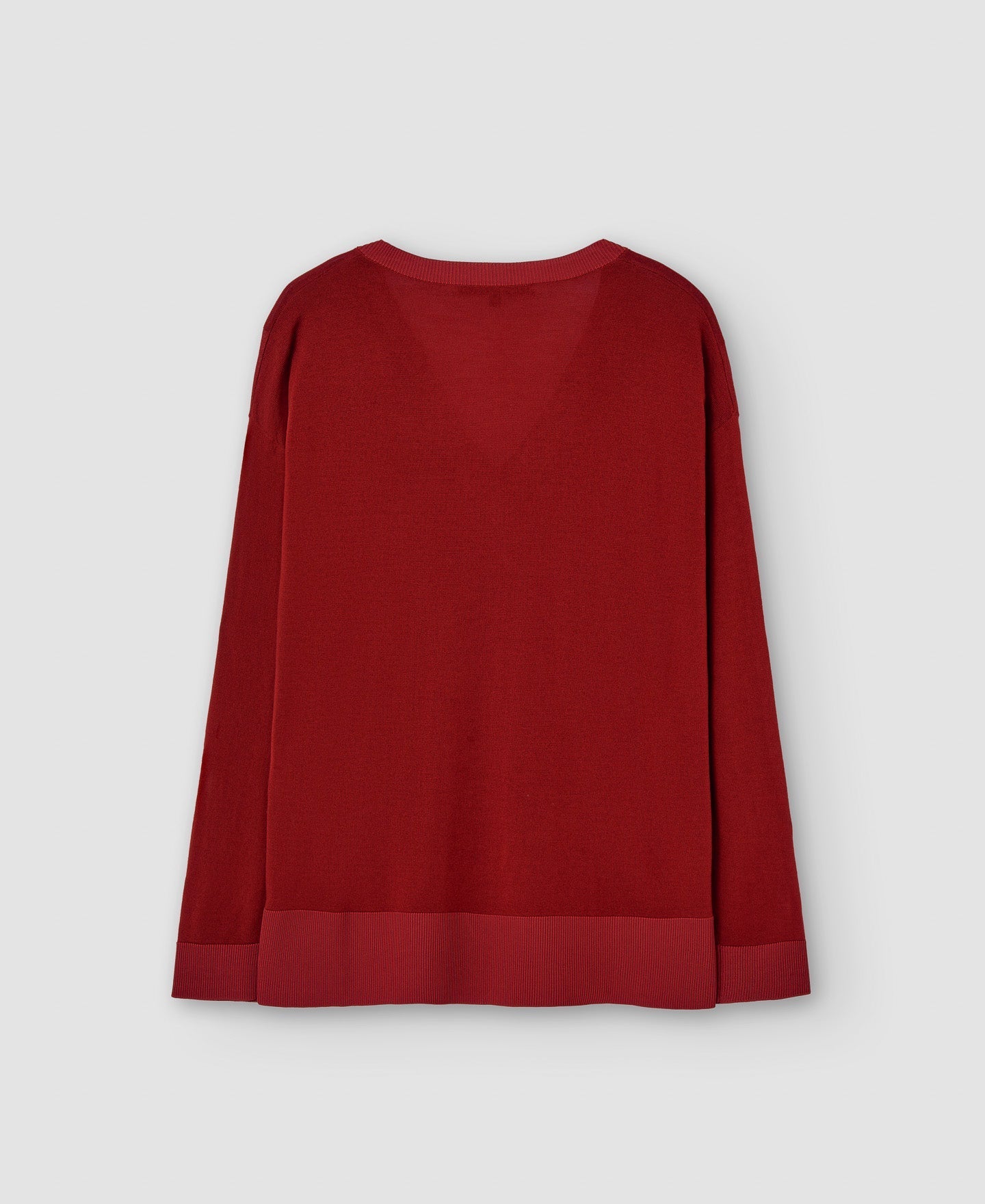 Women Jersey | Red Merino Wool V-Neck Sweater by Spanish designer Adolfo Dominguez