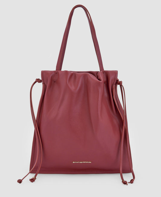 Women Bags | Red Recycled Material Vertical Shopper by Spanish designer Adolfo Dominguez