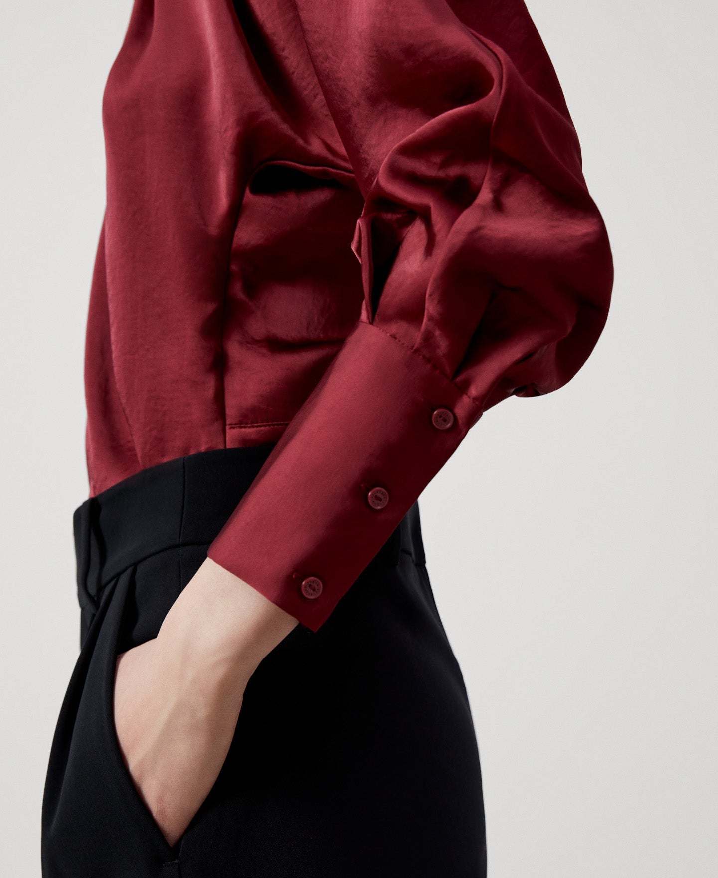 Women Short Sleeved Shirt | Red Ruffled Collar And Japanese Sleeve Shirt by Spanish designer Adolfo Dominguez