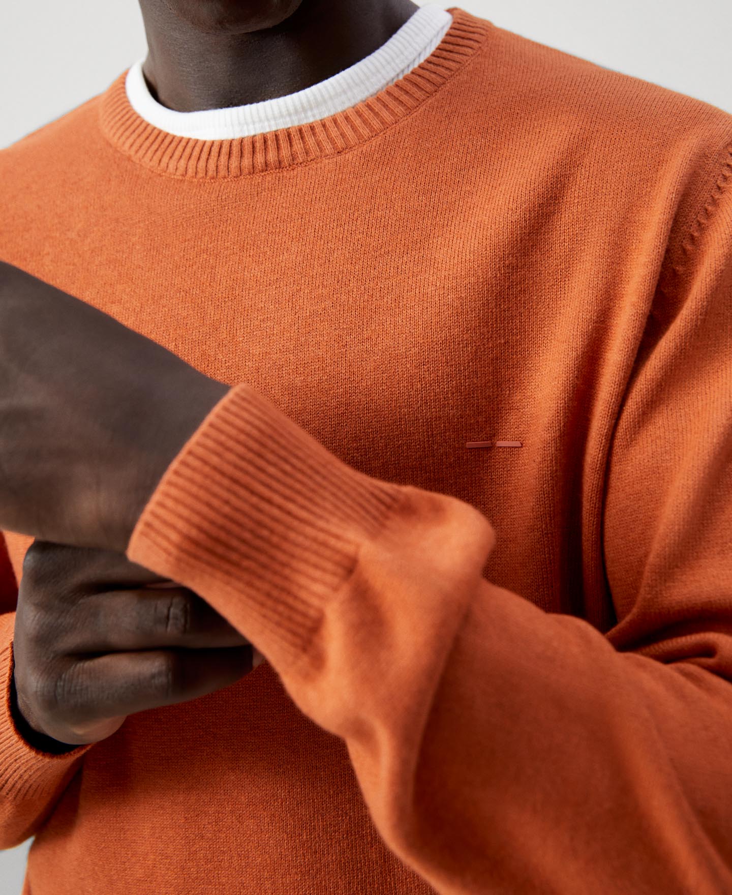 Men Jersey | Red Russet Cotton And Wool Sweater by Spanish designer Adolfo Dominguez