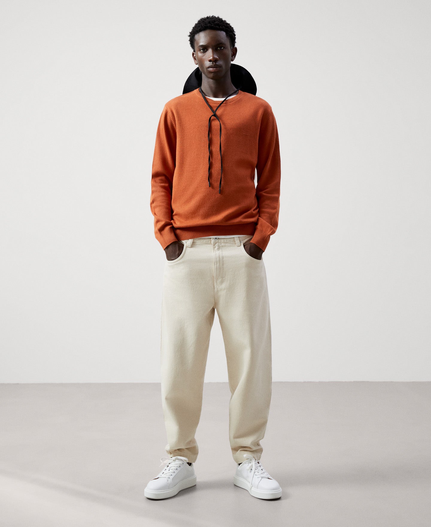 Men Jersey | Red Russet Cotton And Wool Sweater by Spanish designer Adolfo Dominguez